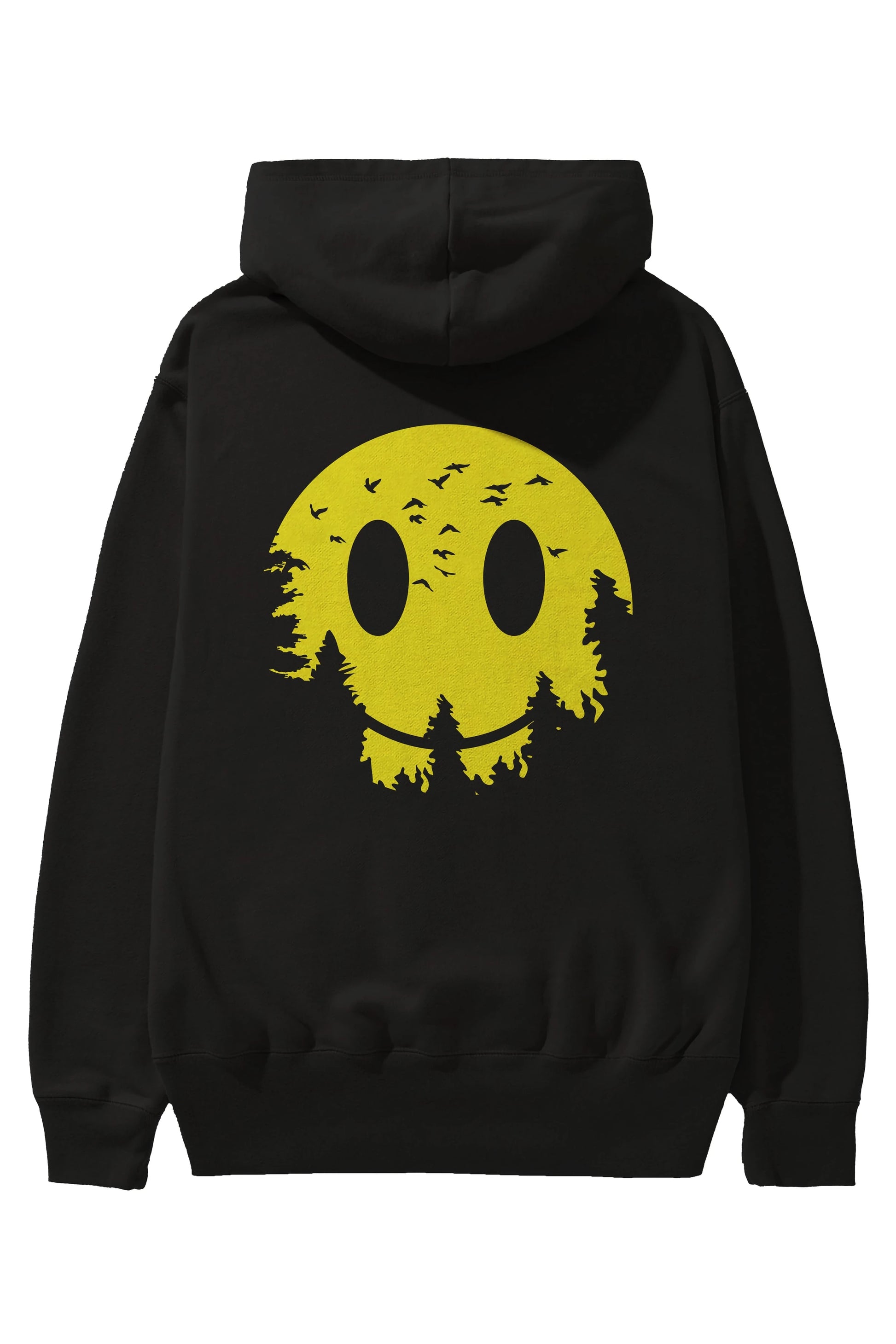 Smiley Moon Arka Baskılı Hoodie Oversize Kapüşonlu Sweatshirt Erkek Kadın Unisex