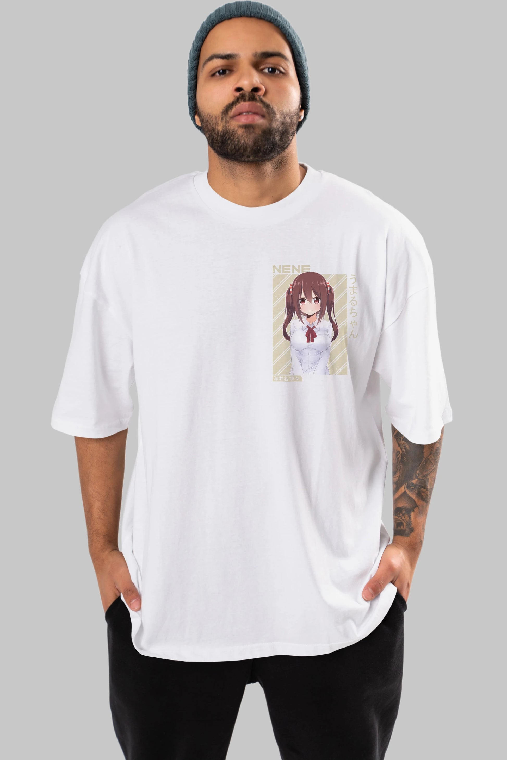Nene Ebina 1 Ön Sol Baskılı Oversize t-shirt Erkek Kadın Unisex %100 Pamuk Bisiklet Yaka tişort