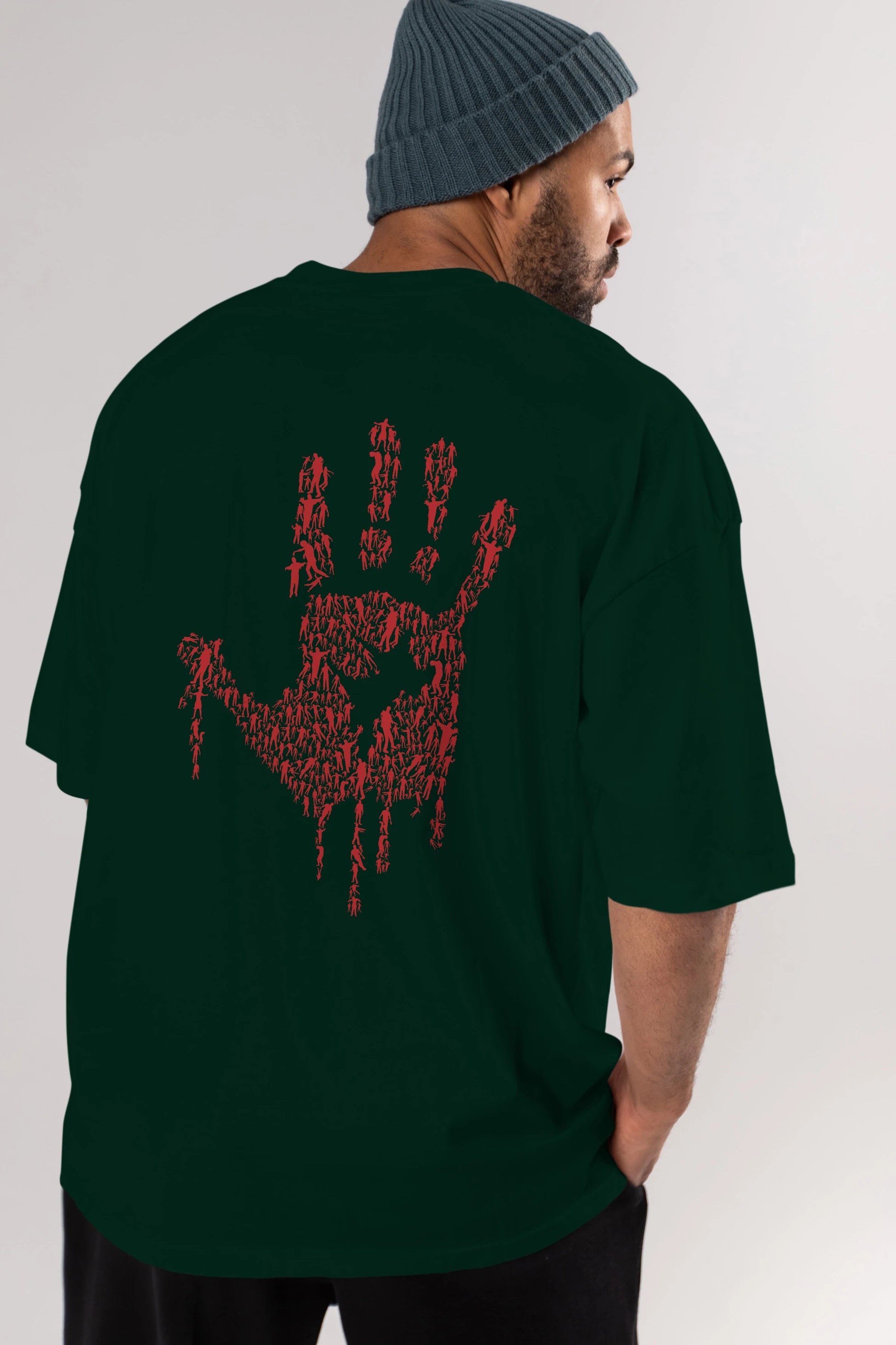 Hand Of Zombies Arka Baskılı Oversize t-shirt %100 pamuk Erkek Kadın Unisex