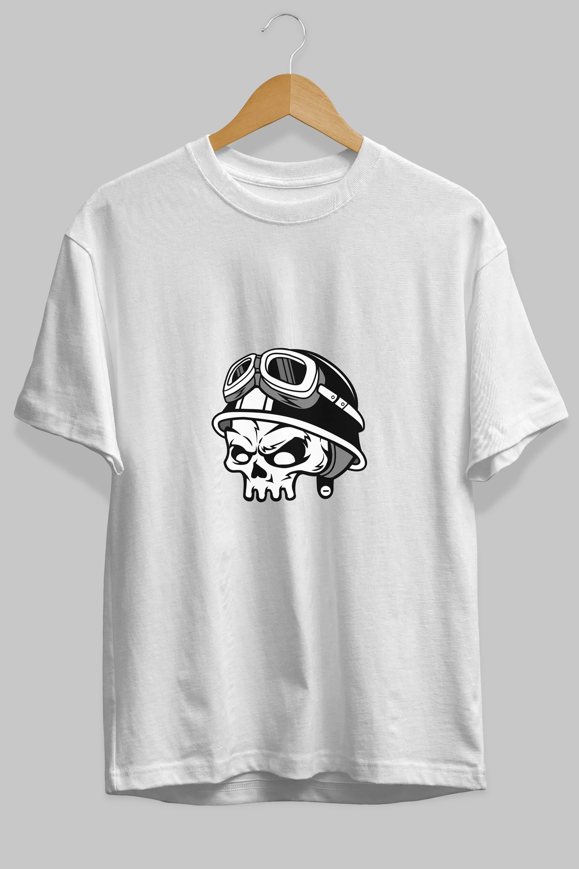 Biker Helmet Ön Baskılı Oversize t-shirt Erkek Kadın Unisex %100 Pamuk tişort