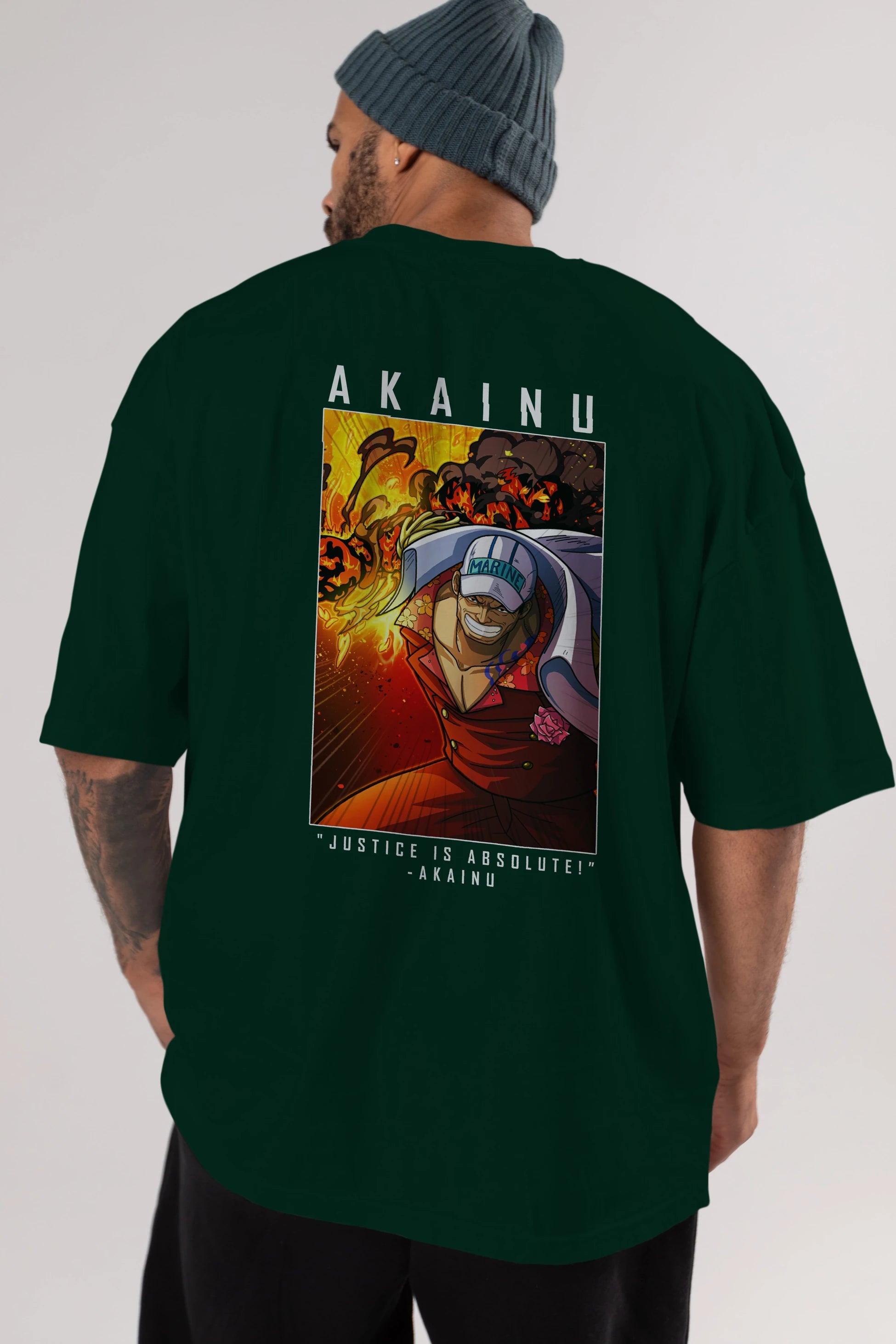 Sakazuki Anime Arka Baskılı Oversize t-shirt Erkek Kadın Unisex %100 pamuk tişort