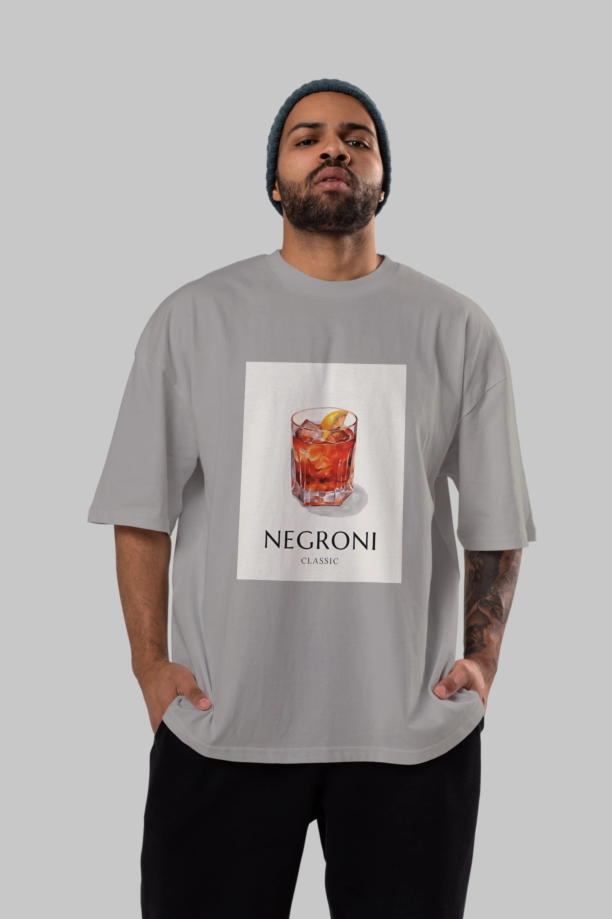Negroni Classic Ön Baskılı Oversize t-shirt Erkek Kadın Unisex %100 Pamuk Bisiklet Yaka tişort