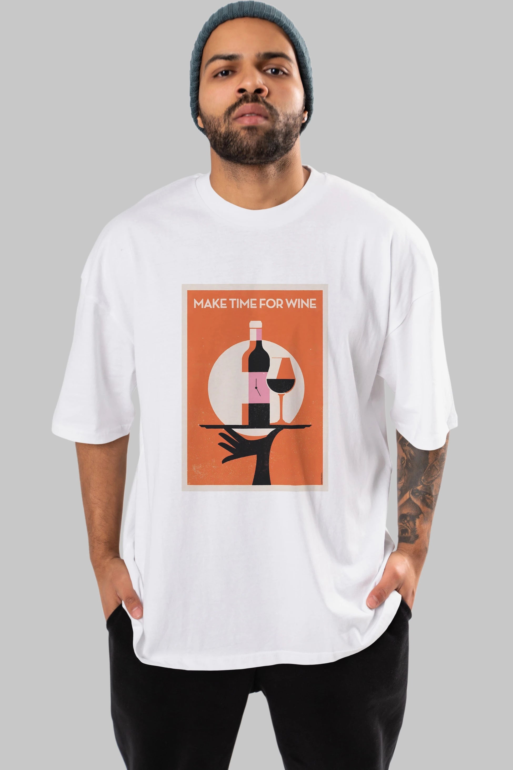 Make Time For Wine Ön Baskılı Oversize t-shirt Erkek Kadın Unisex %100 Pamuk Bisiklet Yaka tişort