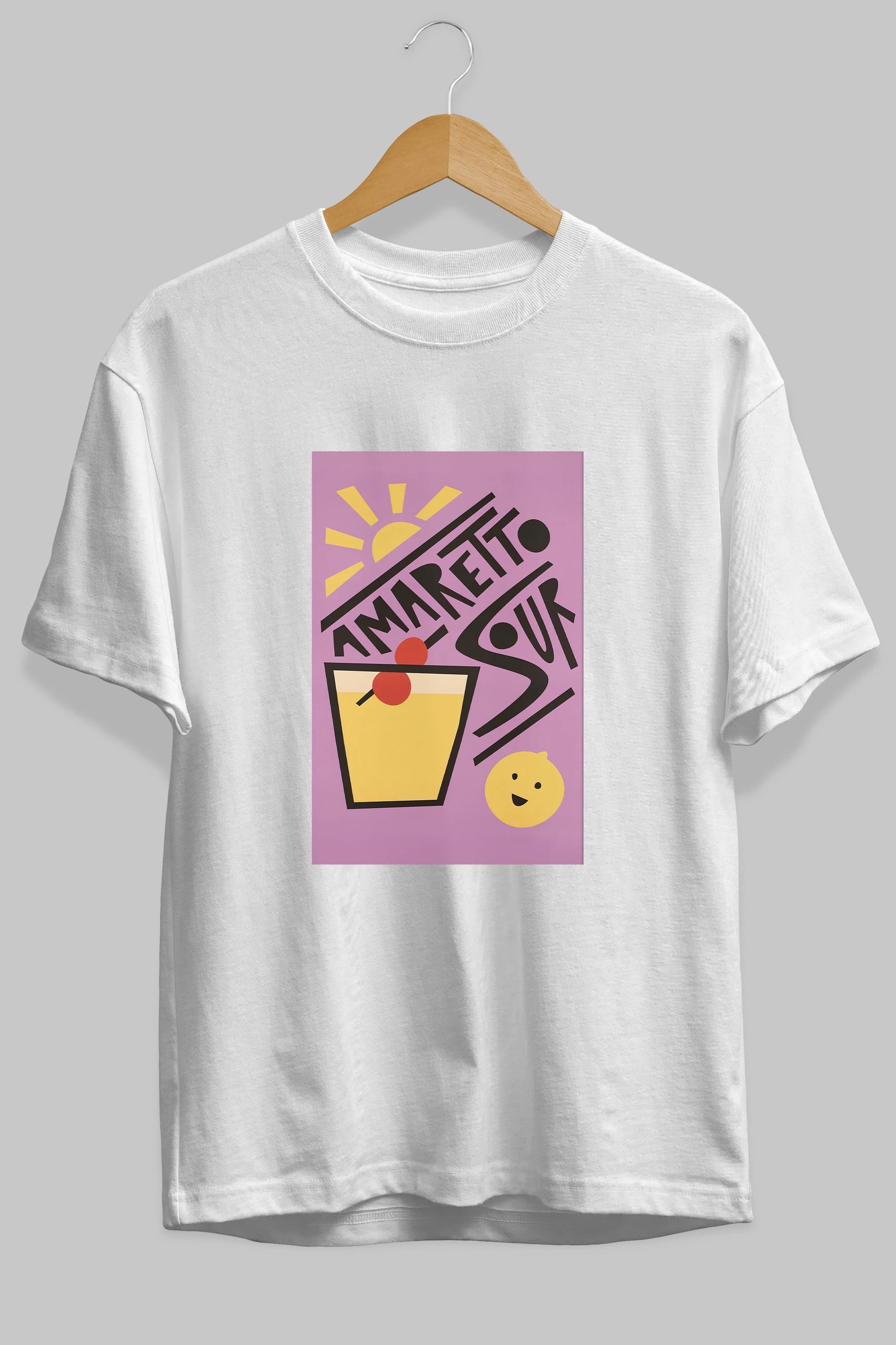 Amaretto Sour Ön Baskılı Oversize t-shirt Erkek Kadın Unisex %100 Pamuk Bisiklet Yaka tişort