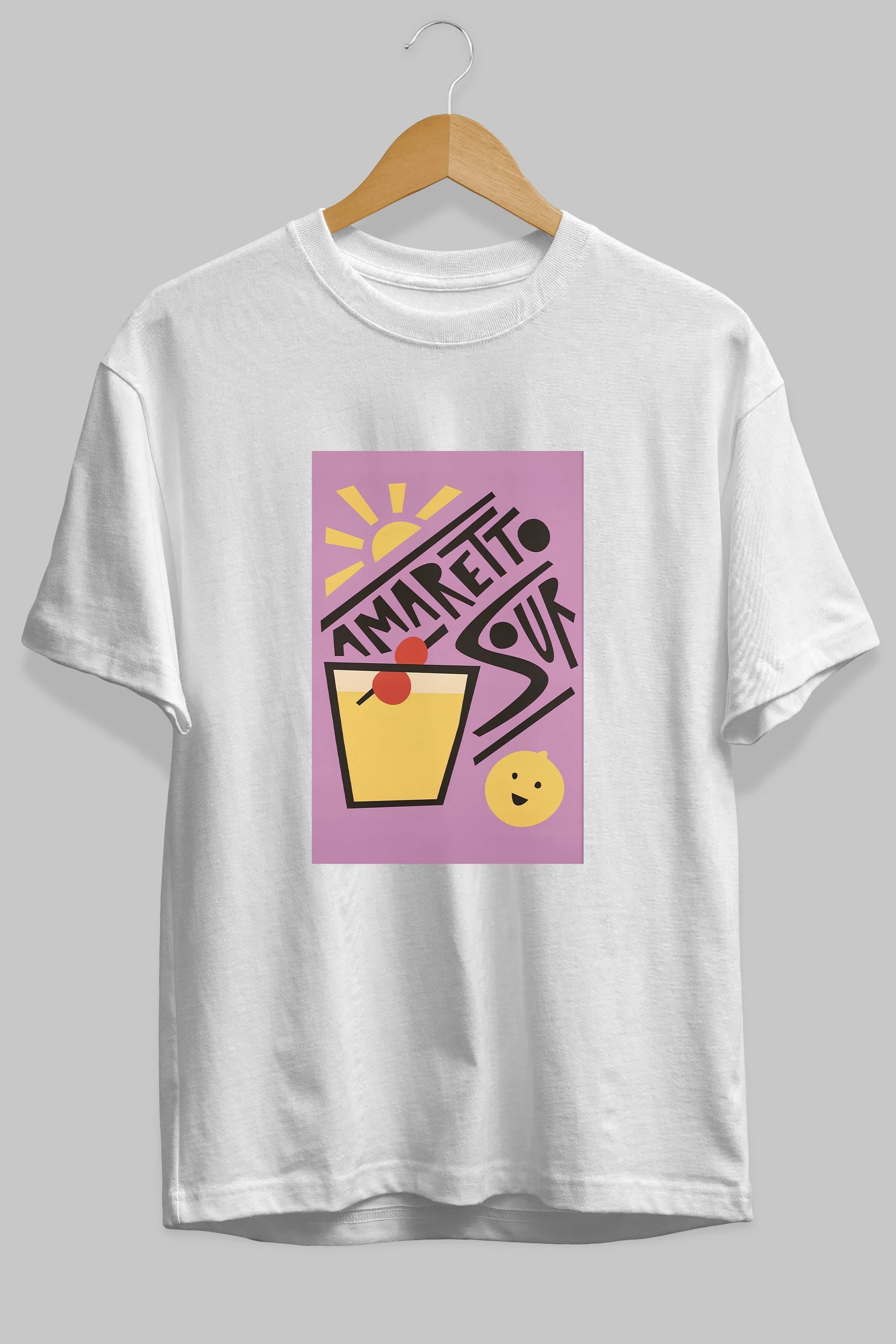 Amaretto Sour Ön Baskılı Oversize t-shirt Erkek Kadın Unisex %100 Pamuk Bisiklet Yaka tişort