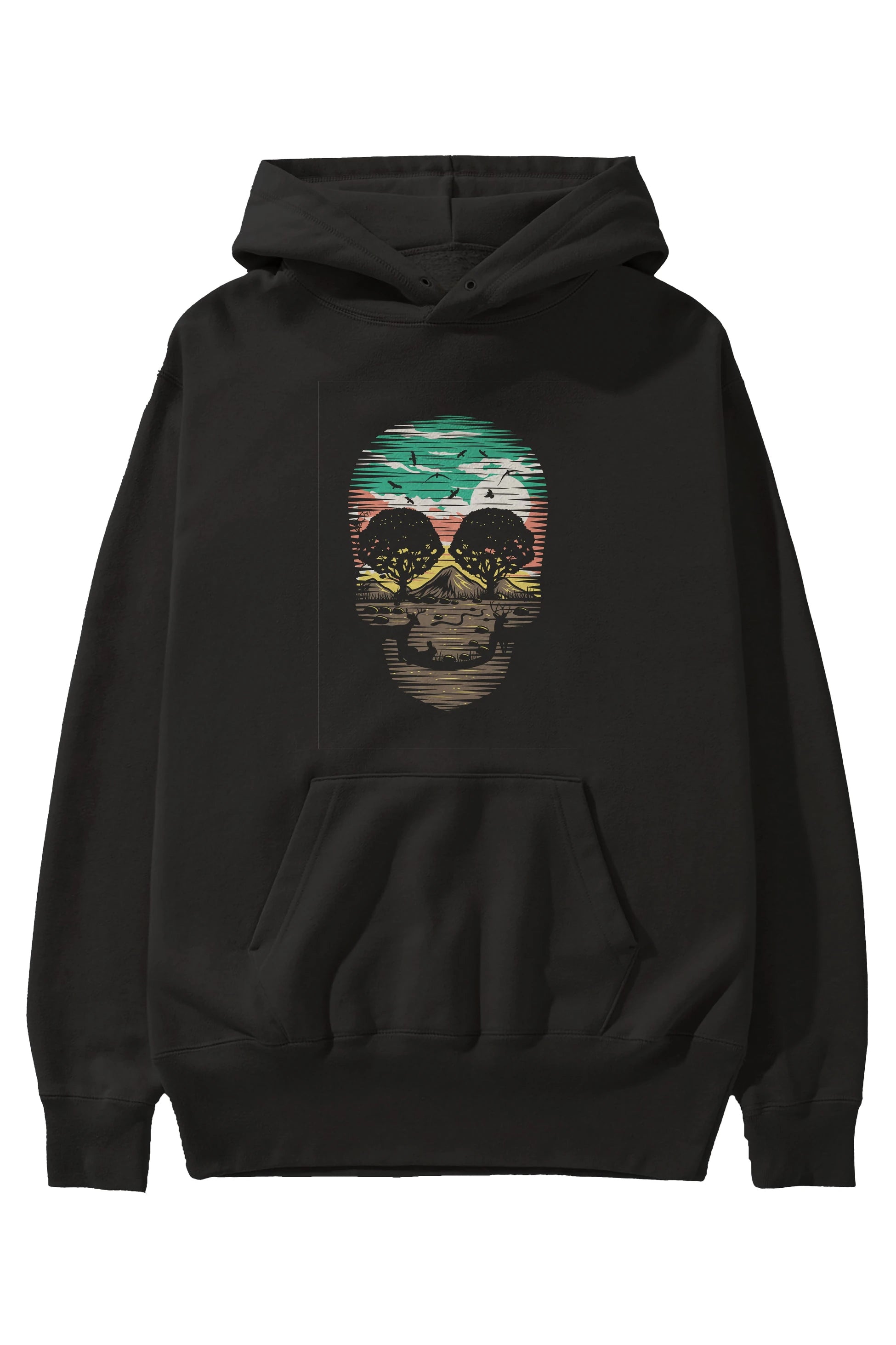 Skull Nature Ön Baskılı Hoodie Oversize Kapüşonlu Sweatshirt Erkek Kadın Unisex