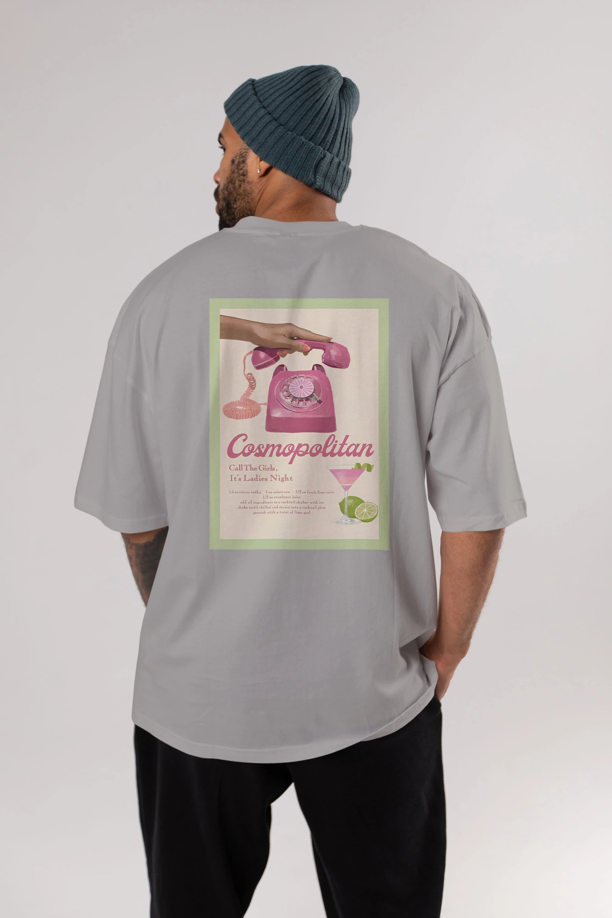 Cosmopolitan 5 Arka Baskılı Oversize t-shirt Erkek Kadın Unisex %100 Pamuk Bisiklet Yaka tişort