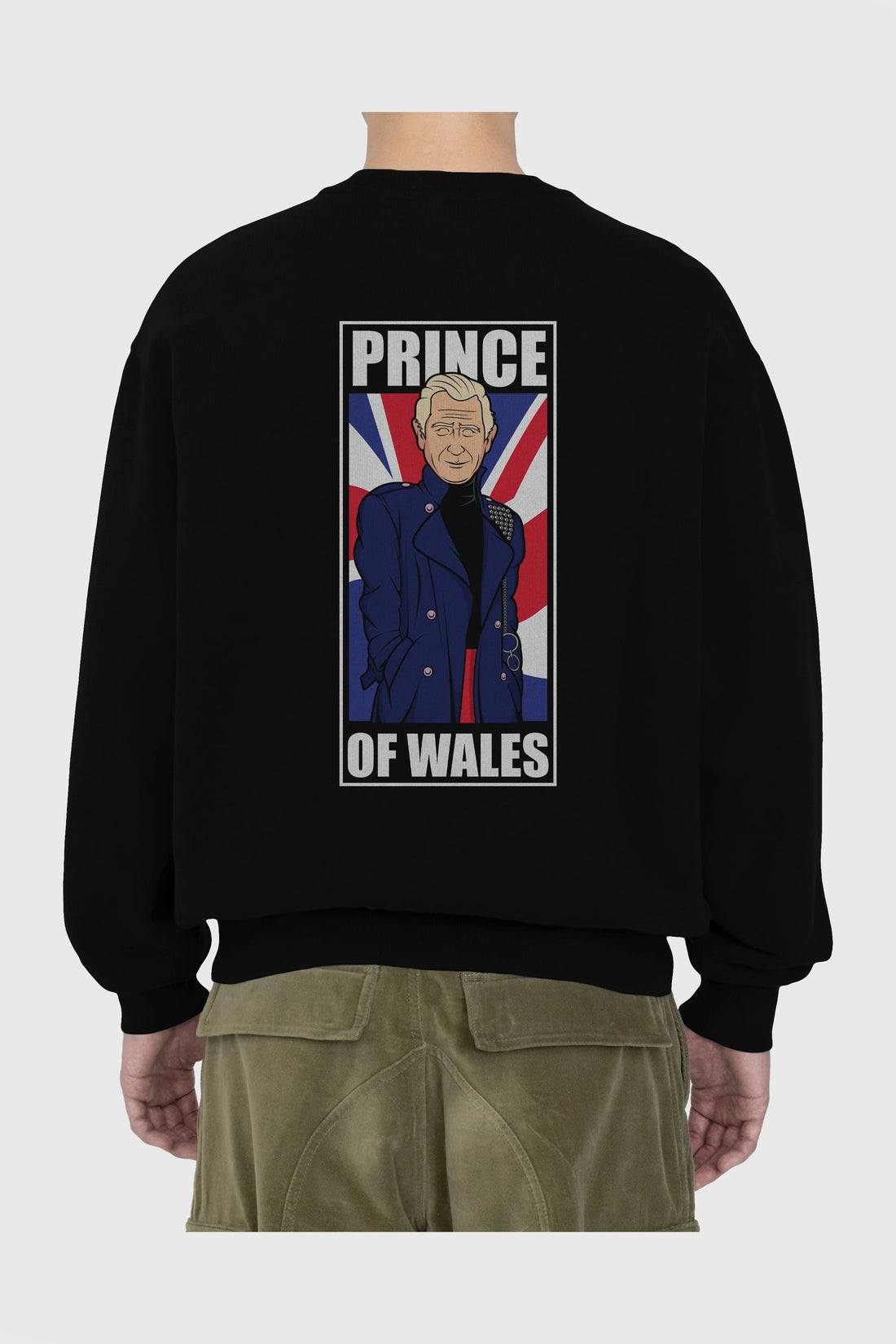 Prince Charles Arka Baskılı Oversize Sweatshirt Erkek Kadın Unisex