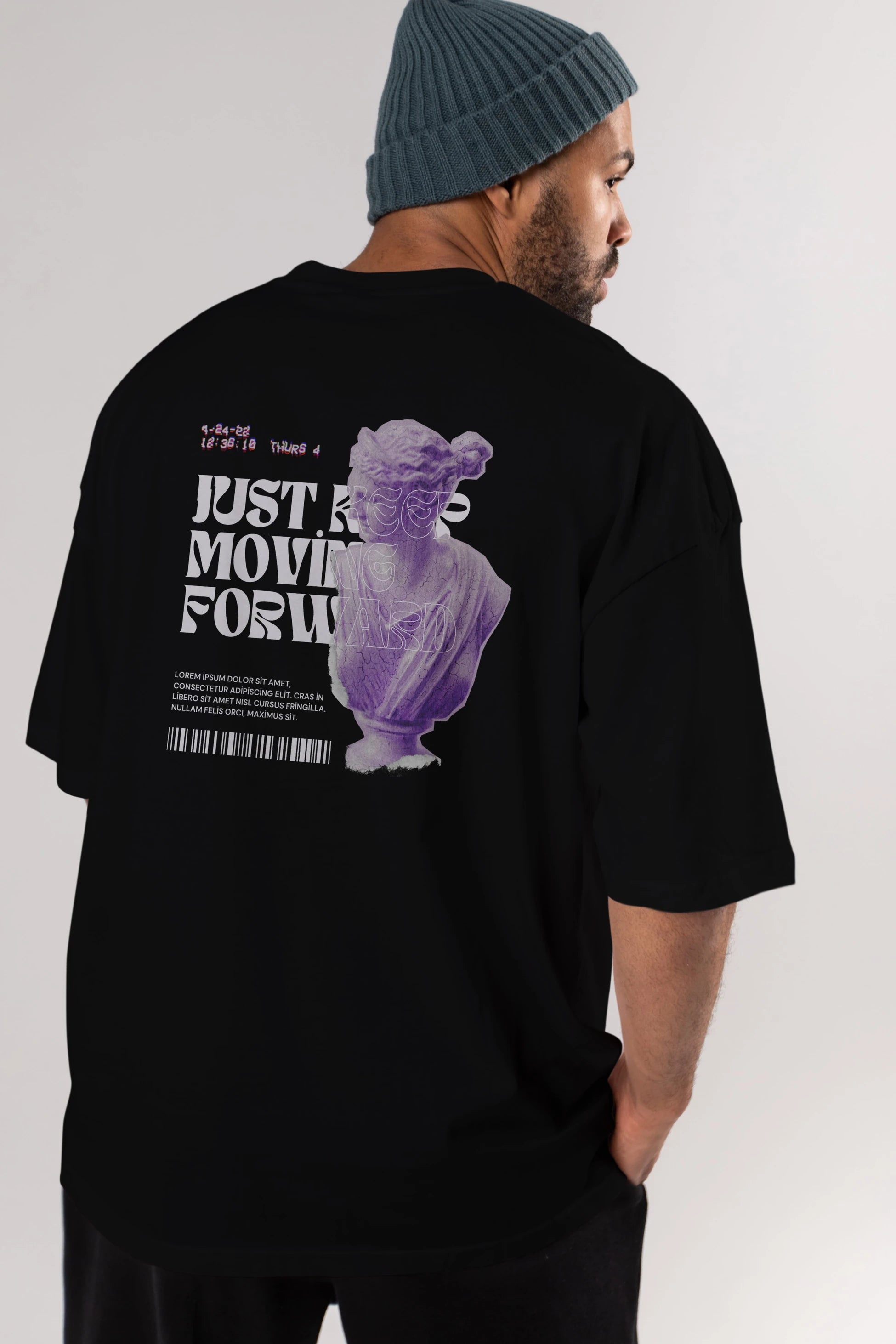 Just Keep Moving Forward Yazılı Arka Baskılı Oversize t-shirt Erkek Kadın Unisex