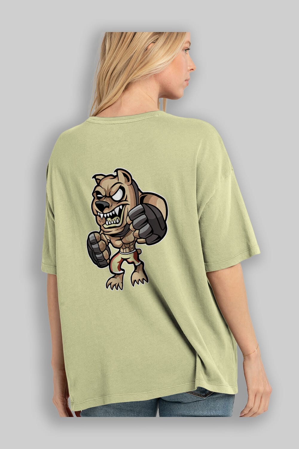 MMA Dog Arka Baskılı Oversize t-shirt Erkek Kadın Unisex %100 Pamuk tişort