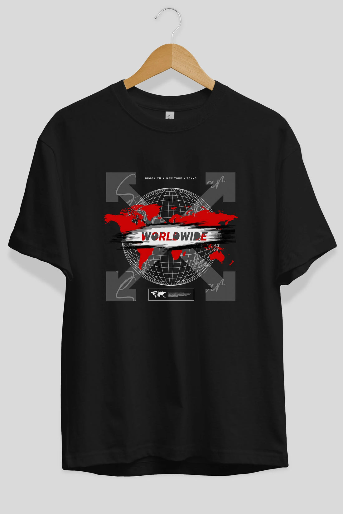 Worldwide Style Ön Baskılı Oversize t-shirt Erkek Kadın Unisex