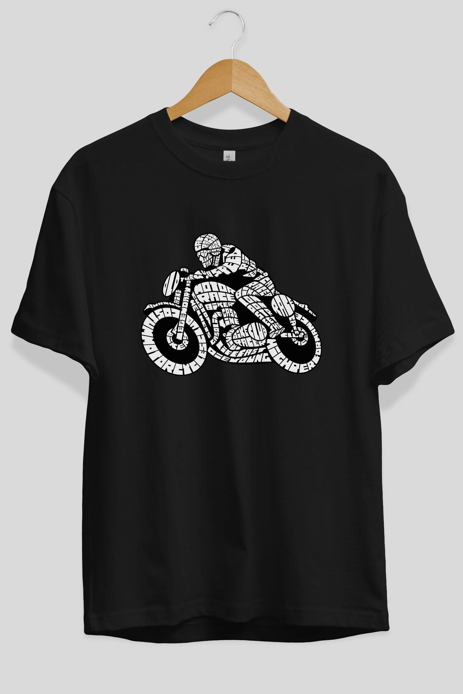 Caferacer Ön Baskılı Oversize t-shirt %100 pamuk Erkek Kadın Unisex