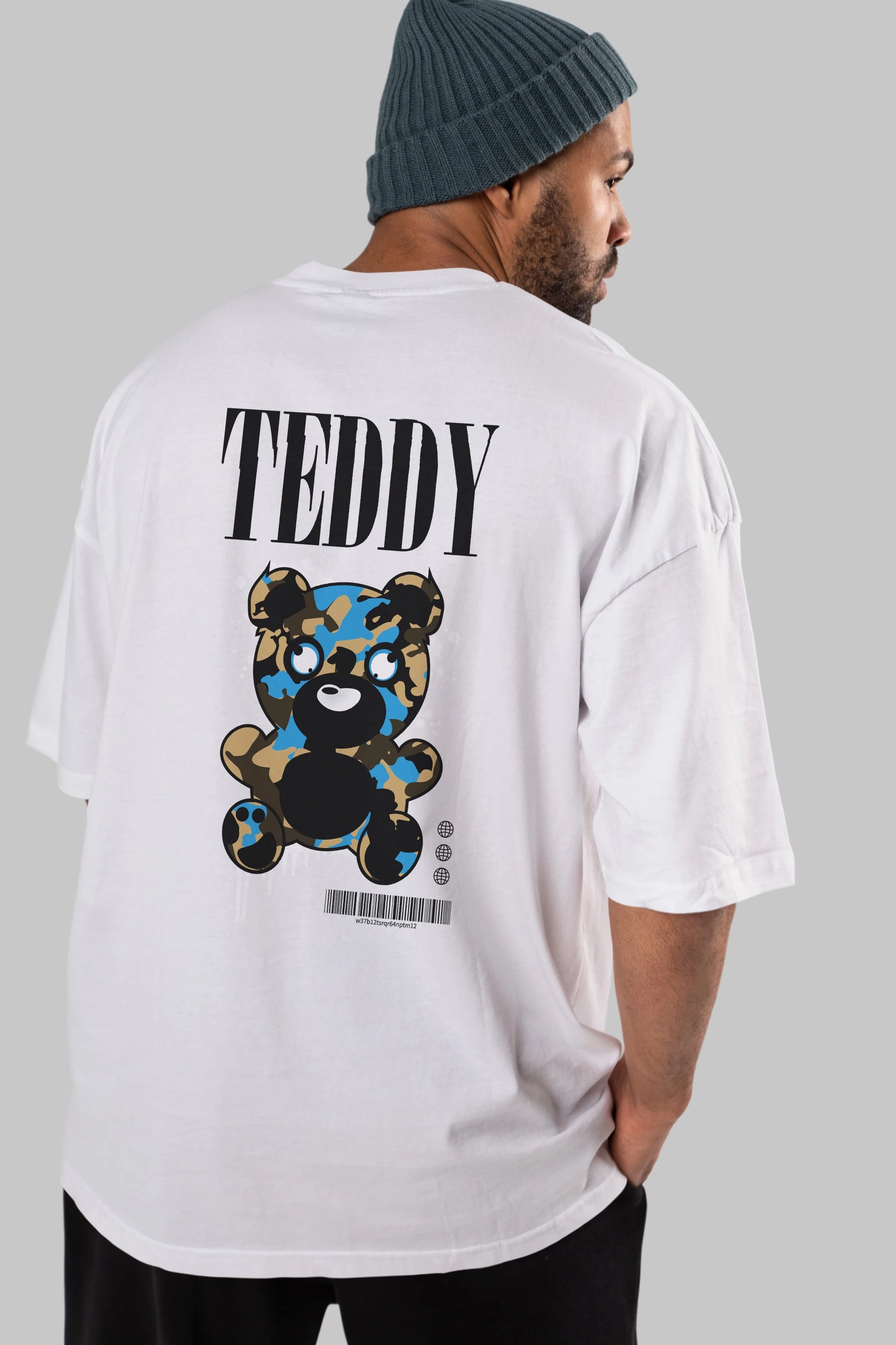 Teddy Bear Streetwear Arka Baskılı Oversize t-shirt Erkek Kadın Unisex