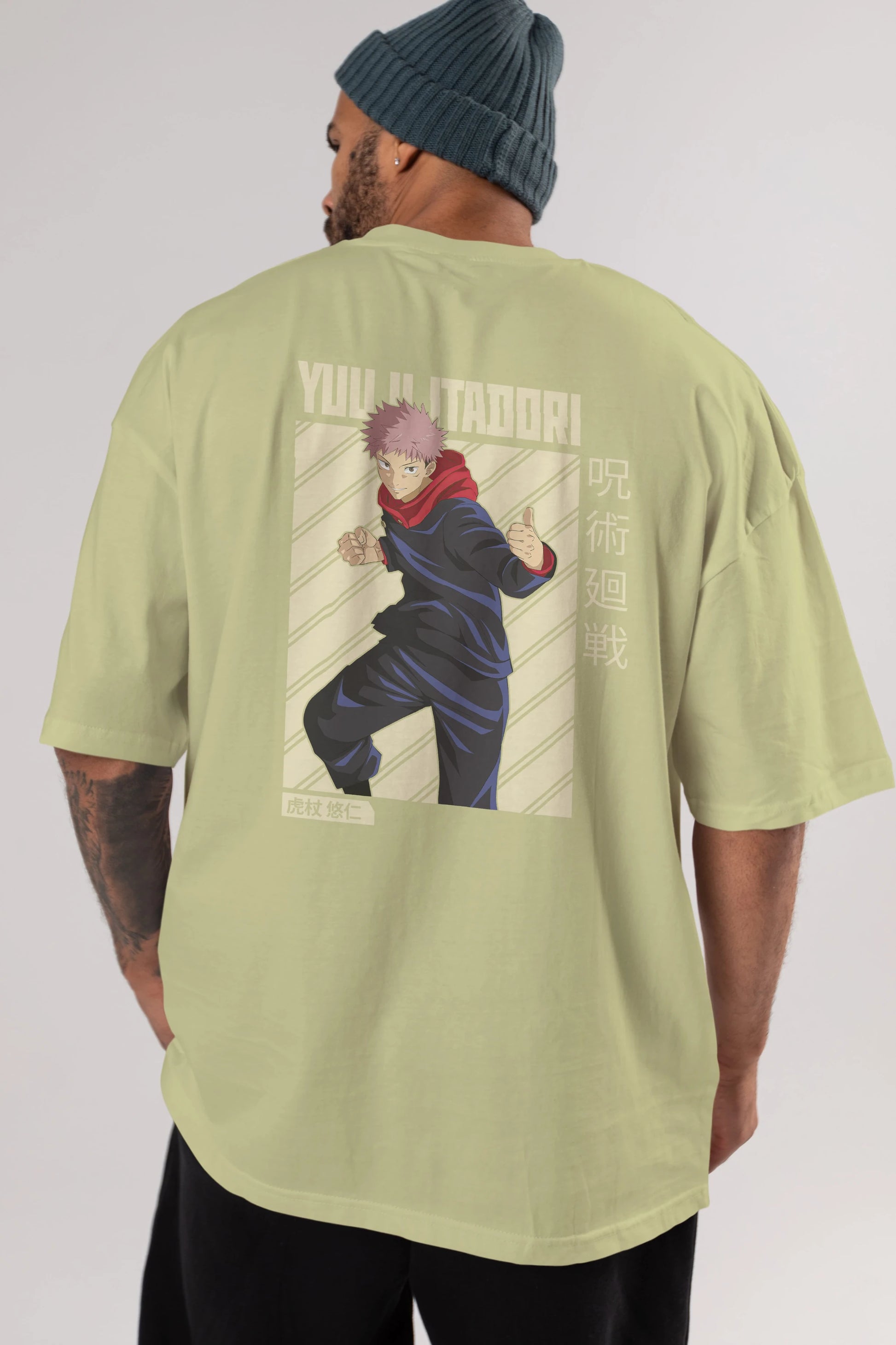 Yuuji Itadori 1 Anime Arka Baskılı Oversize t-shirt Erkek Kadın Unisex