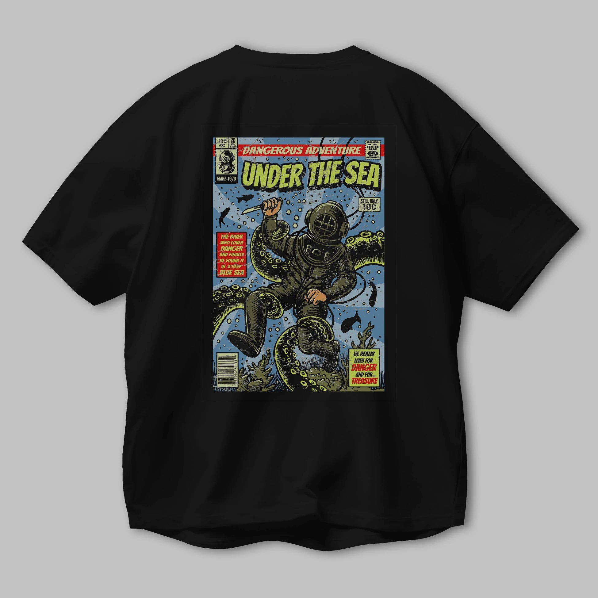 Under The Sea Arka Baskılı Oversize t-shirt Erkek Kadın Unisex %100 Pamuk