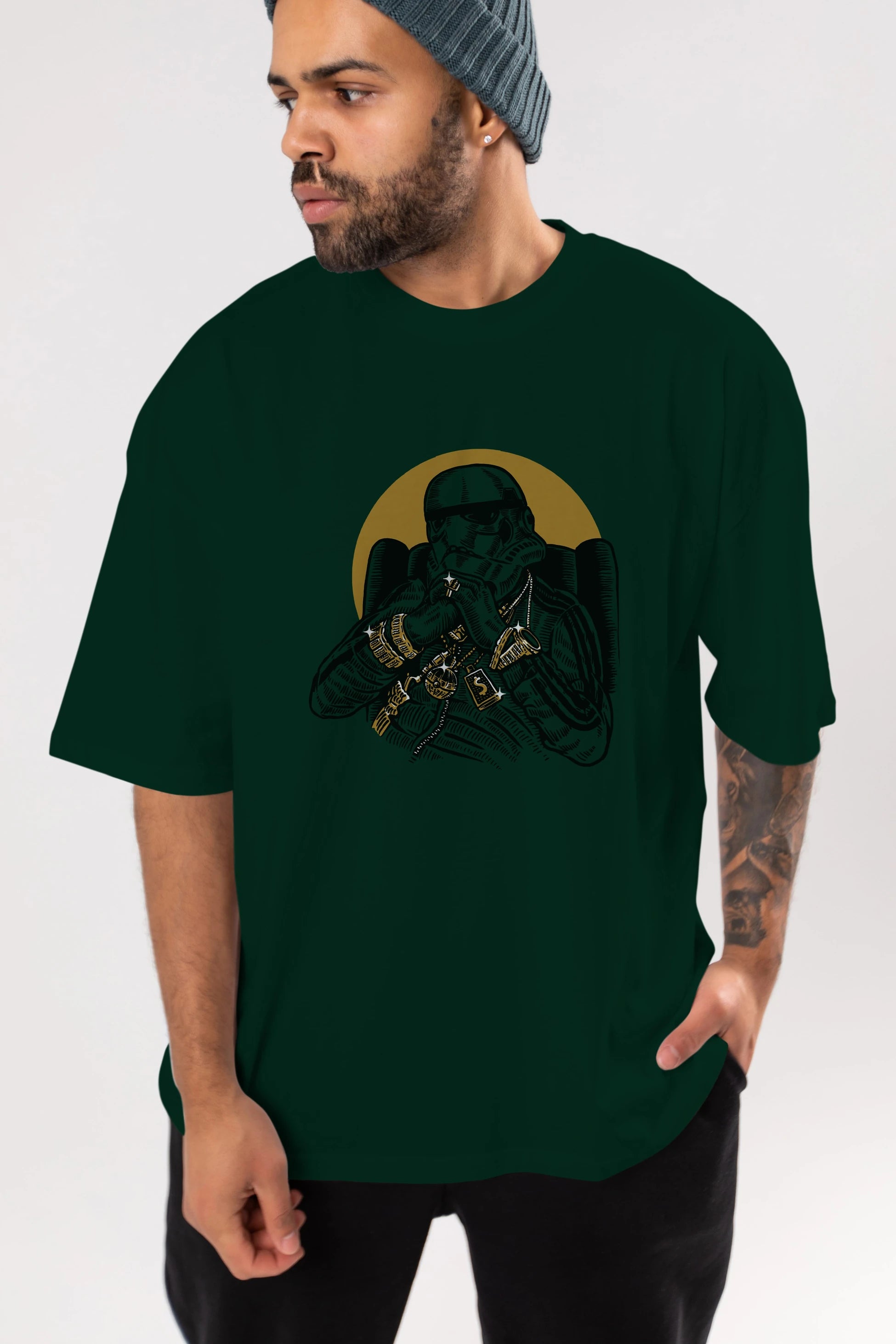 Trooper Dee Jay Ön Baskılı Oversize t-shirt Erkek Kadın Unisex %100 Pamuk tişort