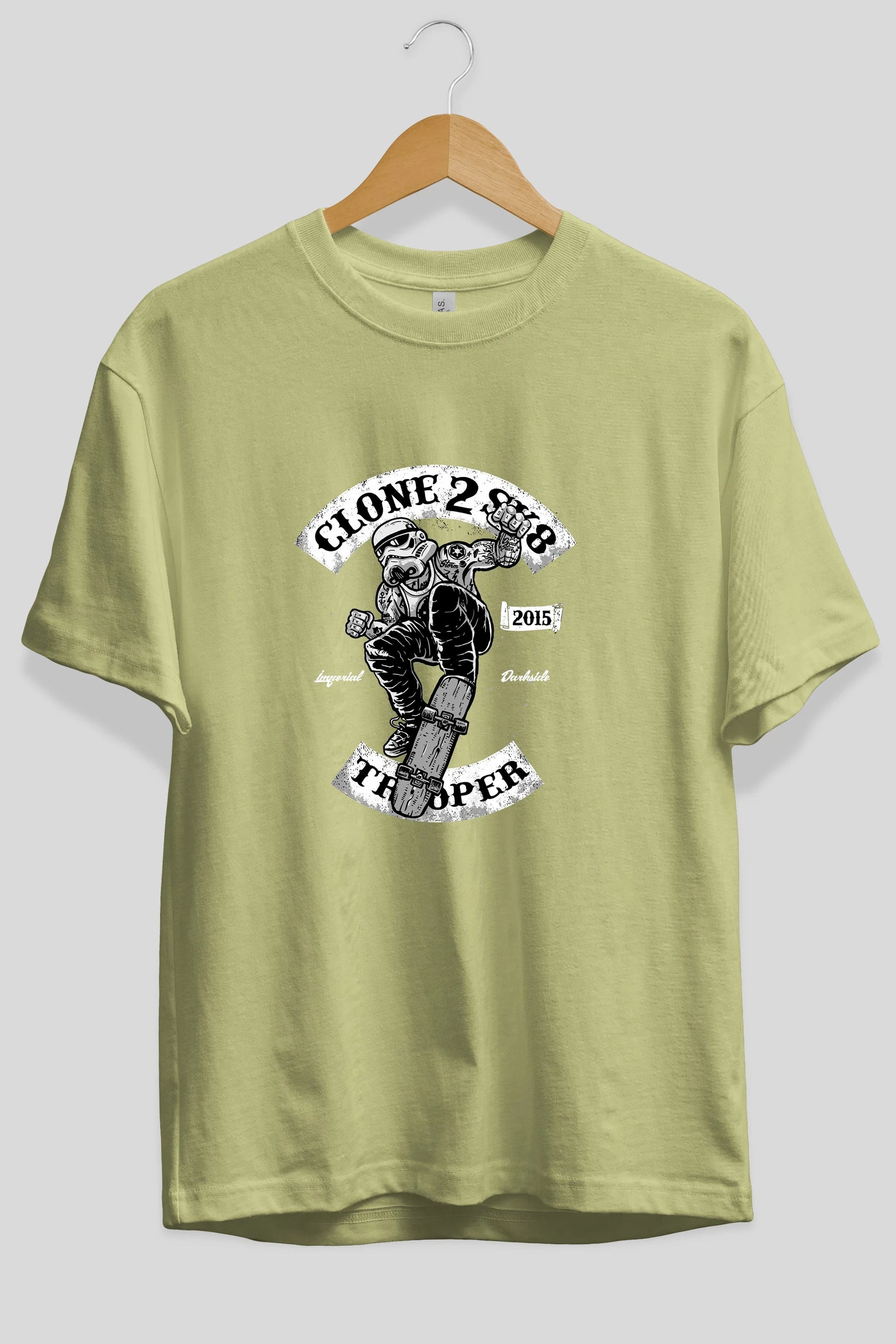 Clone 2 Sk8 Ön Baskılı Oversize t-shirt Erkek Kadın Unisex %100 Pamuk tişort