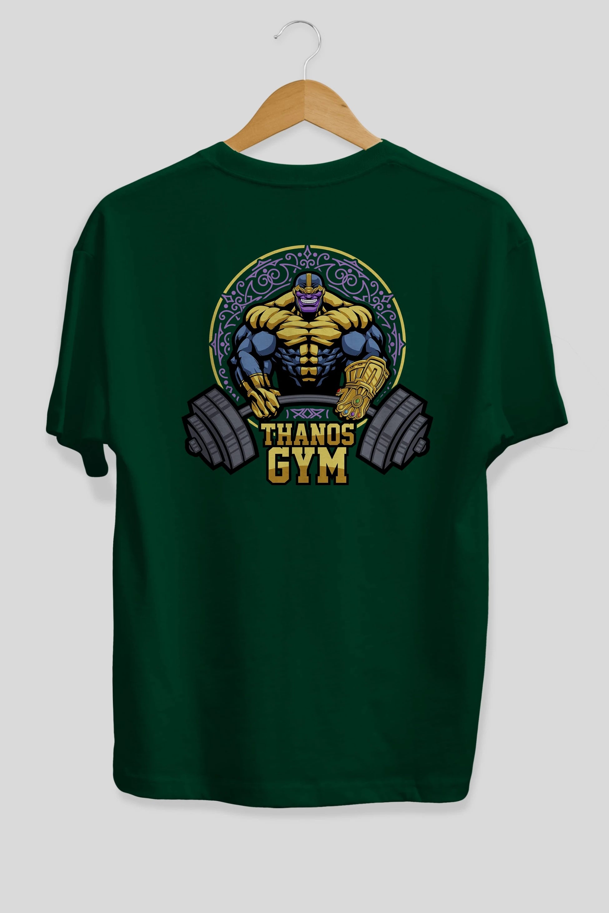Thanos GYM Arka Baskılı Oversize t-shirt Erkek Kadın Unisex %100 Pamuk Bisiklet Yaka tişort