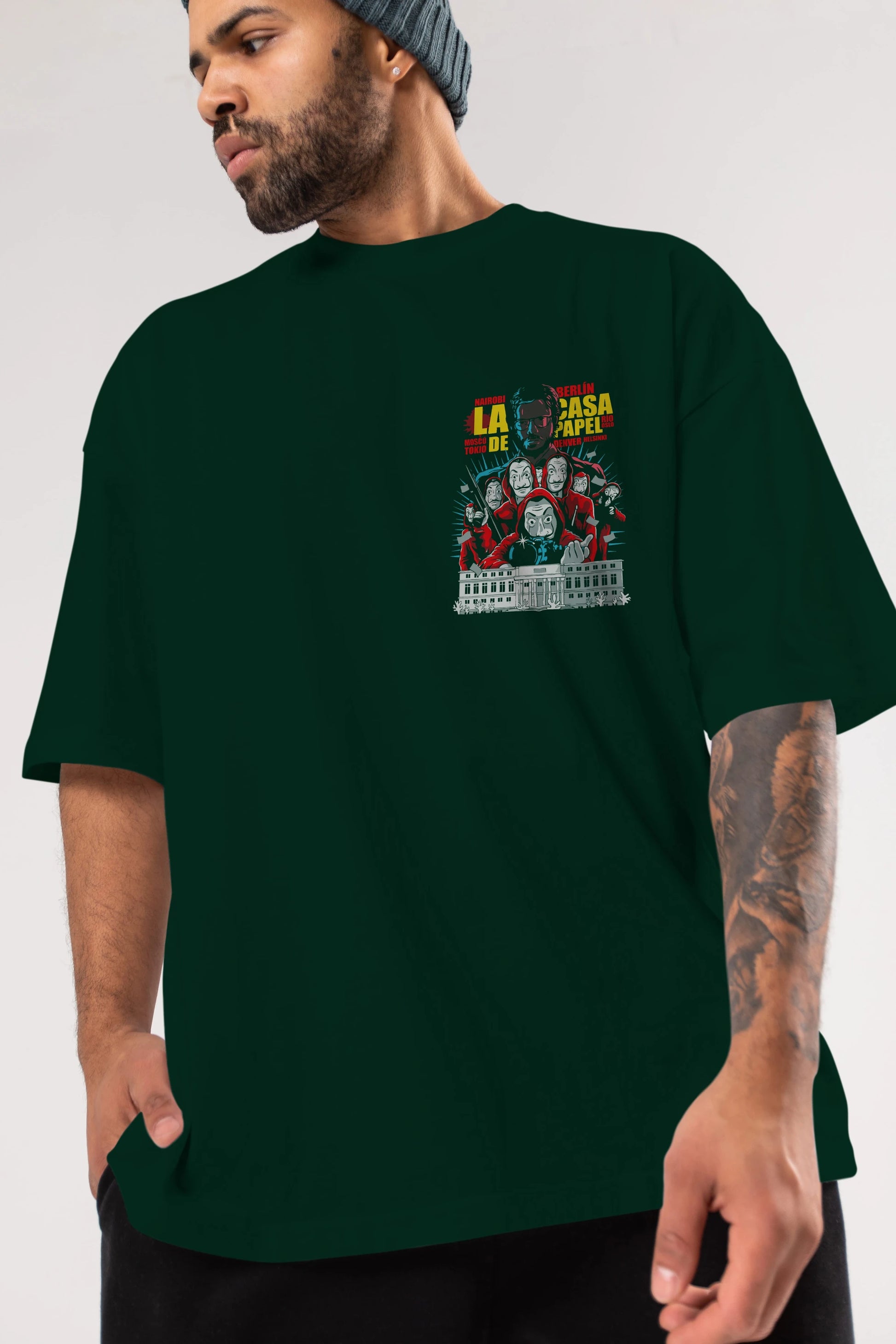 La Casa De Papel (6) Ön Sol Baskılı Oversize t-shirt Erkek Kadın Unisex %100 Pamuk Bisiklet Yaka tişort