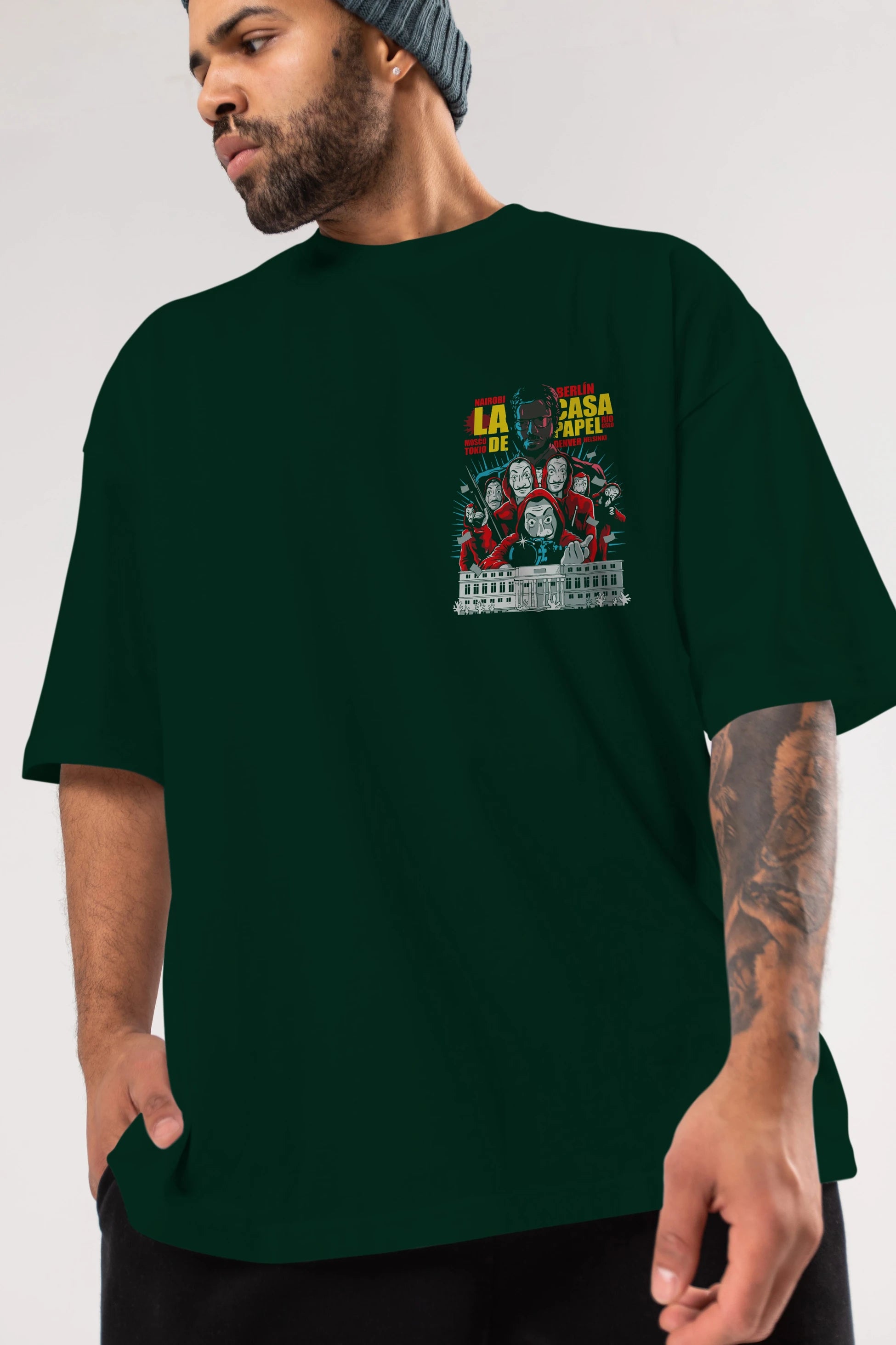 La Casa De Papel (6) Ön Sol Baskılı Oversize t-shirt Erkek Kadın Unisex %100 Pamuk Bisiklet Yaka tişort