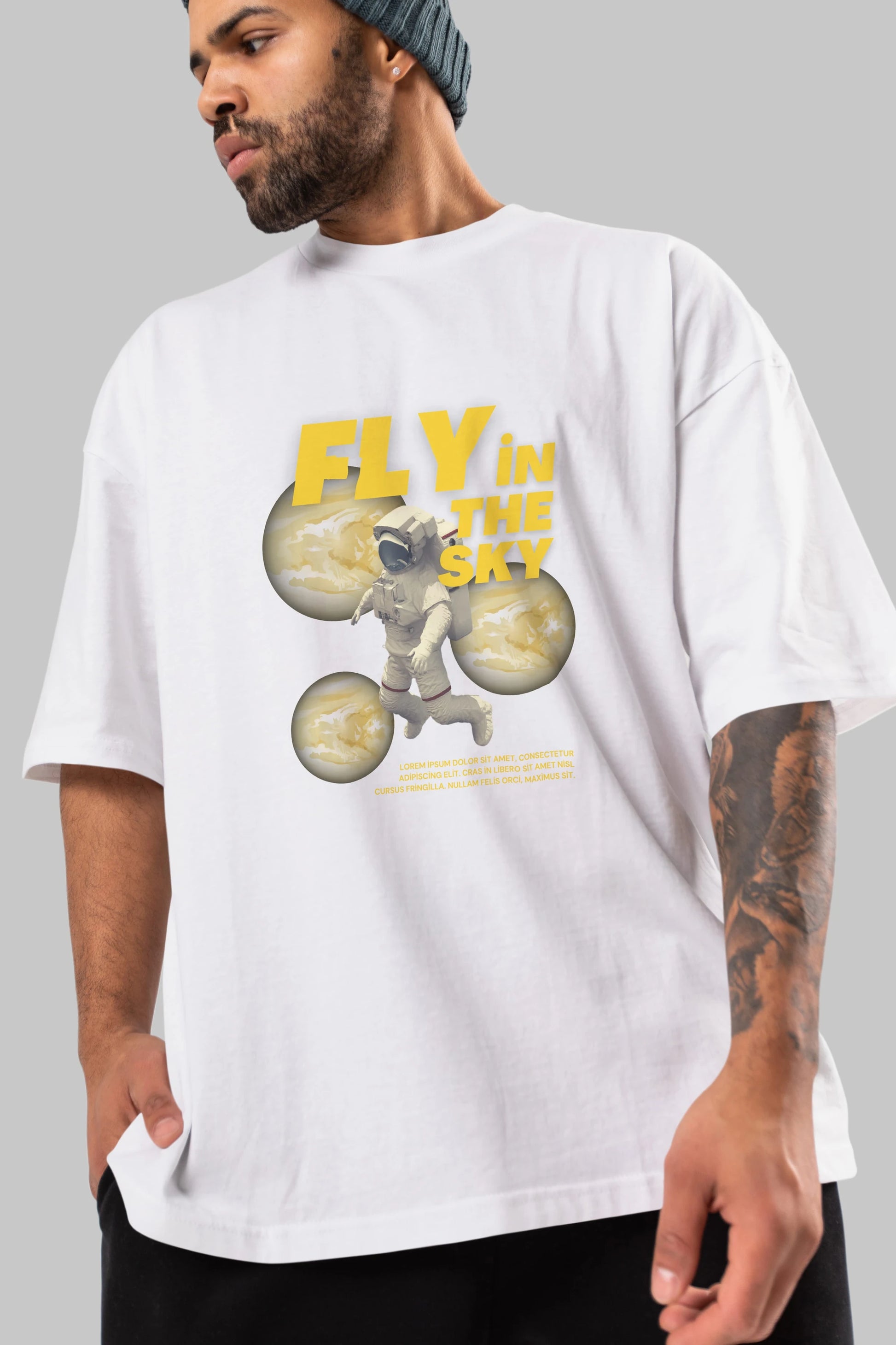 Fly in The Sky Ön Baskılı Oversize t-shirt Erkek Kadın Unisex