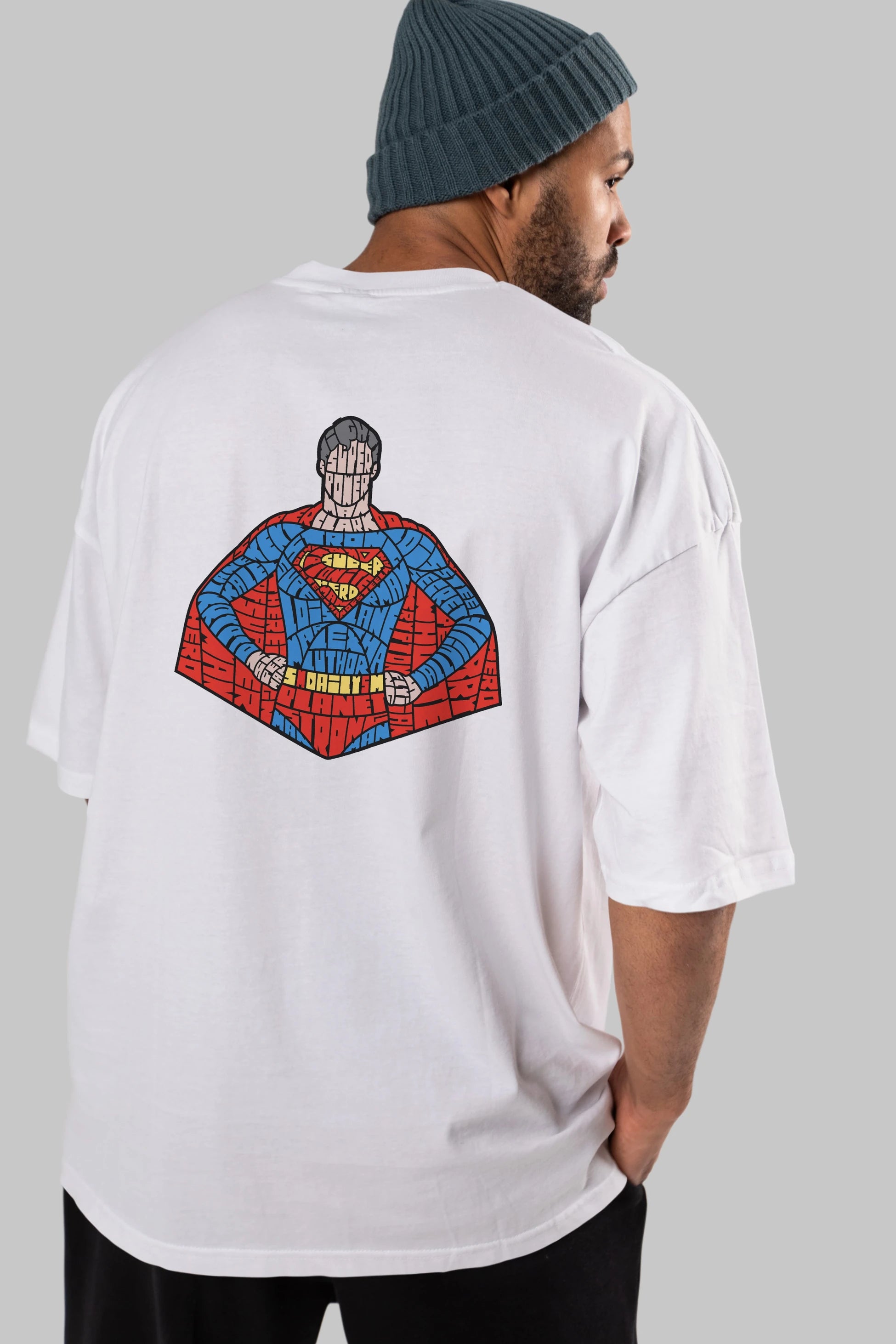 Kryptonian Arka Baskılı Oversize t-shirt %100 pamuk Erkek Kadın Unisex