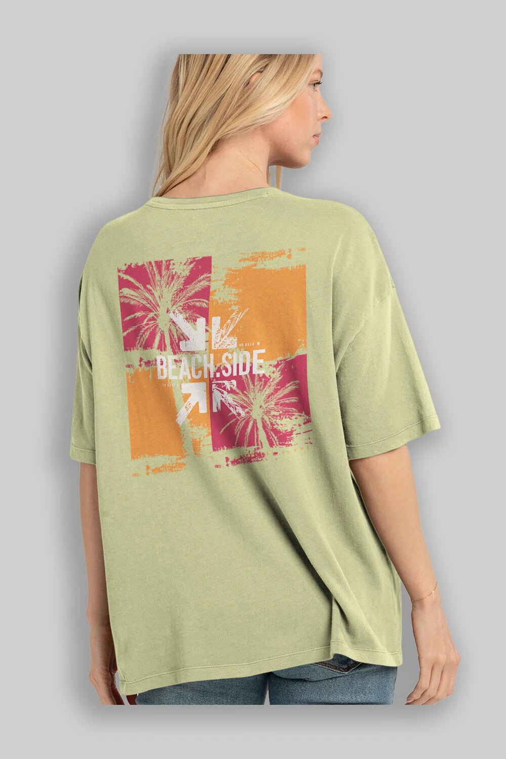 Beach Side Arka Baskılı Oversize t-shirt Erkek Kadın Unisex