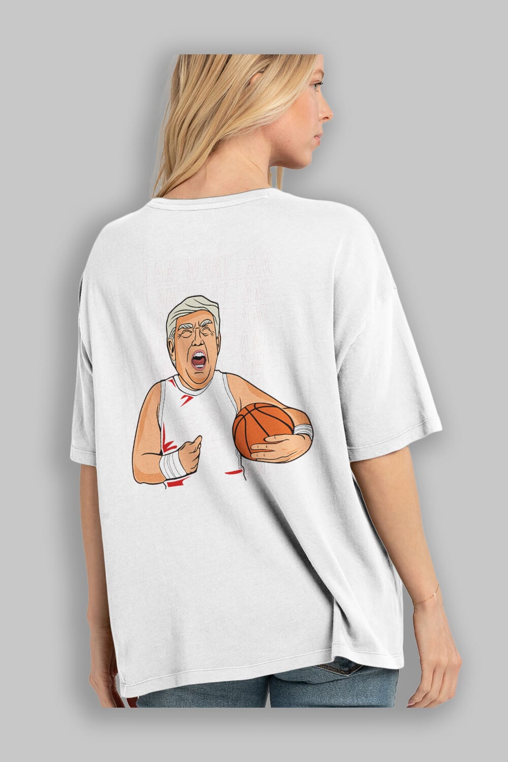 Trump Basketball Arka Baskılı Oversize t-shirt Erkek Kadın Unisex %100 Pamuk tişort