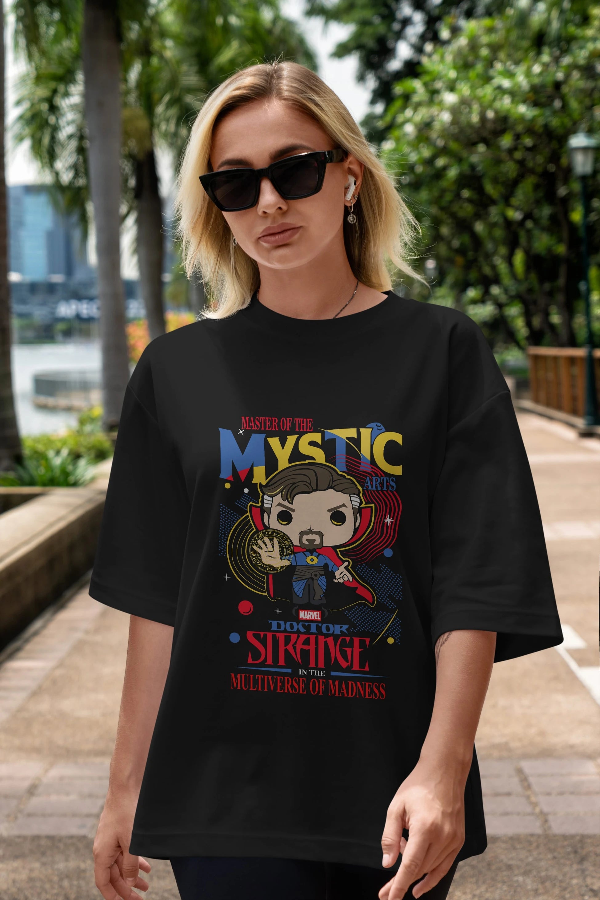 Doctor Strange Ön Baskılı Oversize t-shirt Erkek Kadın Unisex %100 Pamuk Bisiklet Yaka tişort