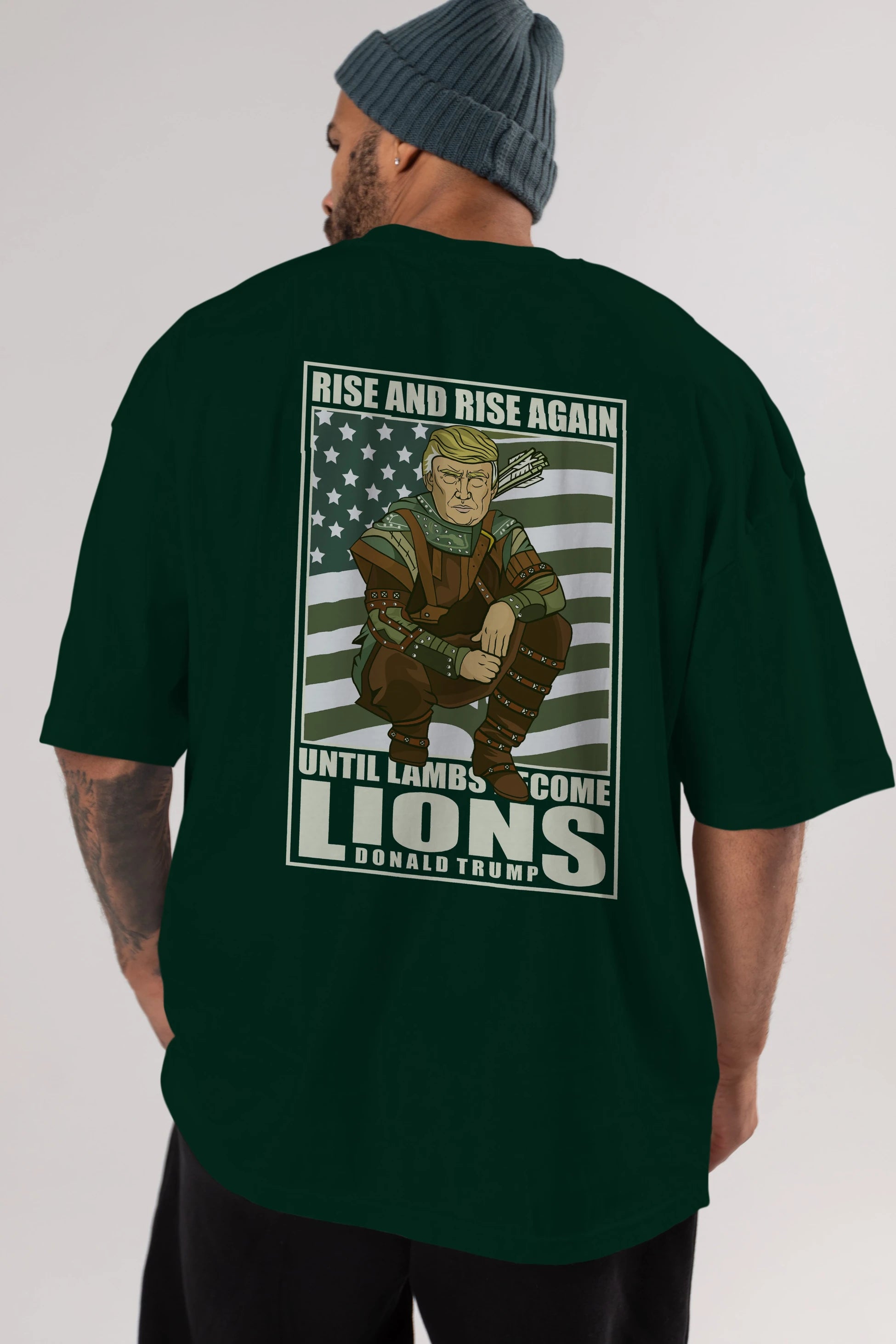 Robin Hood Trump Arka Baskılı Oversize t-shirt Erkek Kadın Unisex %100 Pamuk tişort