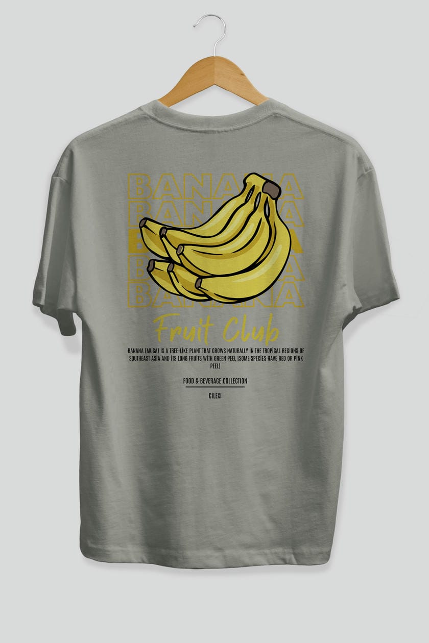 Banana Arka Baskılı Oversize t-shirt Erkek Kadın Pamuk Bisiklet Yaka tişort