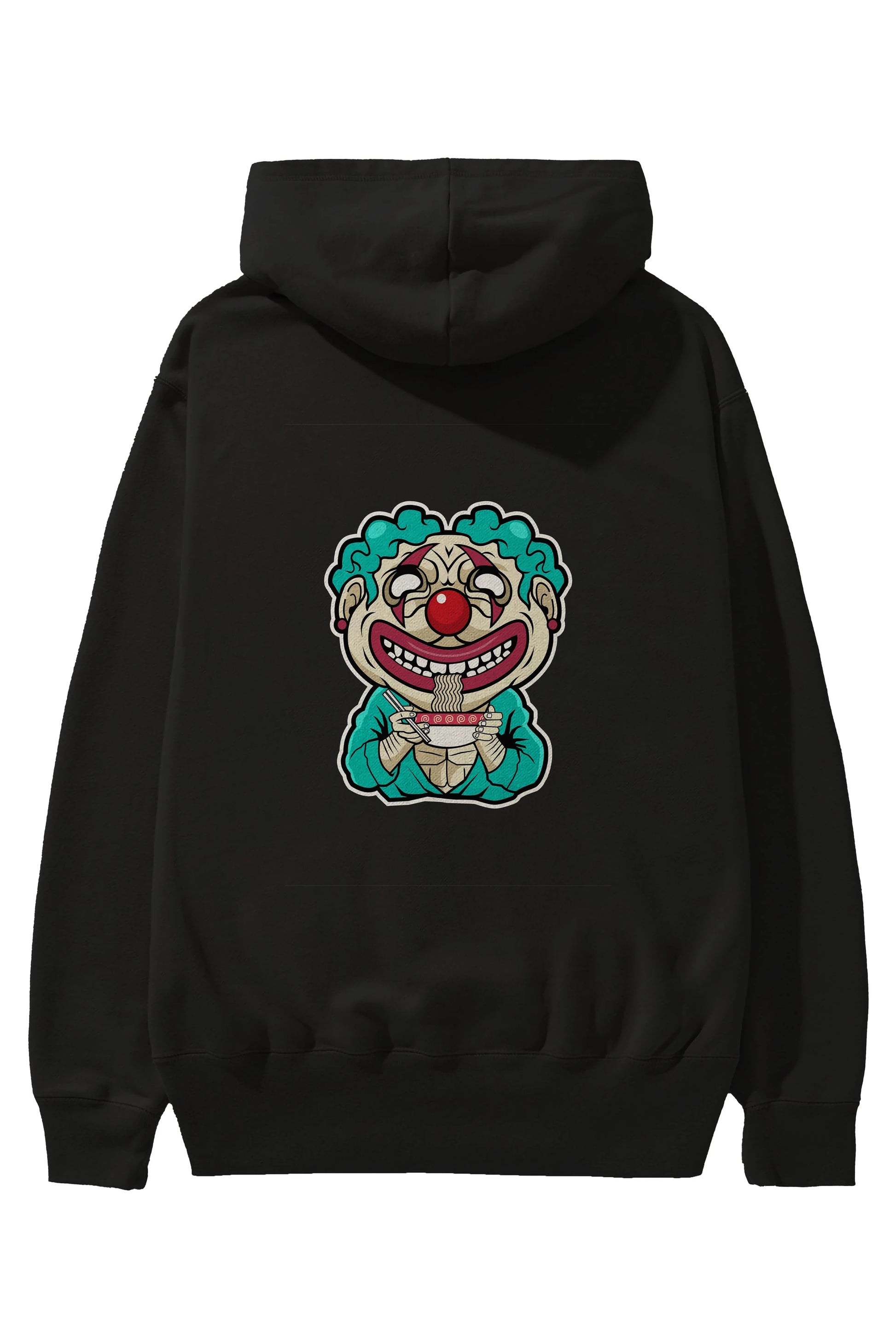 Clown Ramen Arka Baskılı Hoodie Oversize Kapüşonlu Sweatshirt Erkek Kadın Unisex