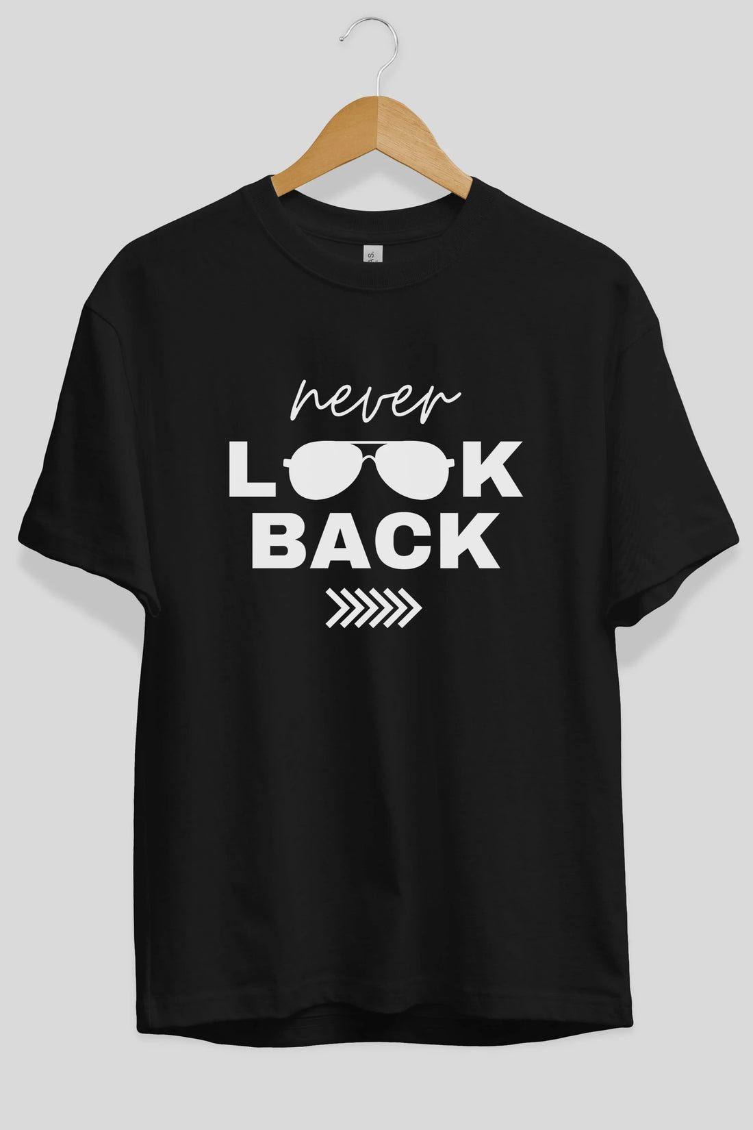 Never Look Back Yazılı Ön Baskılı Oversize t-shirt Erkek Kadın Unisex