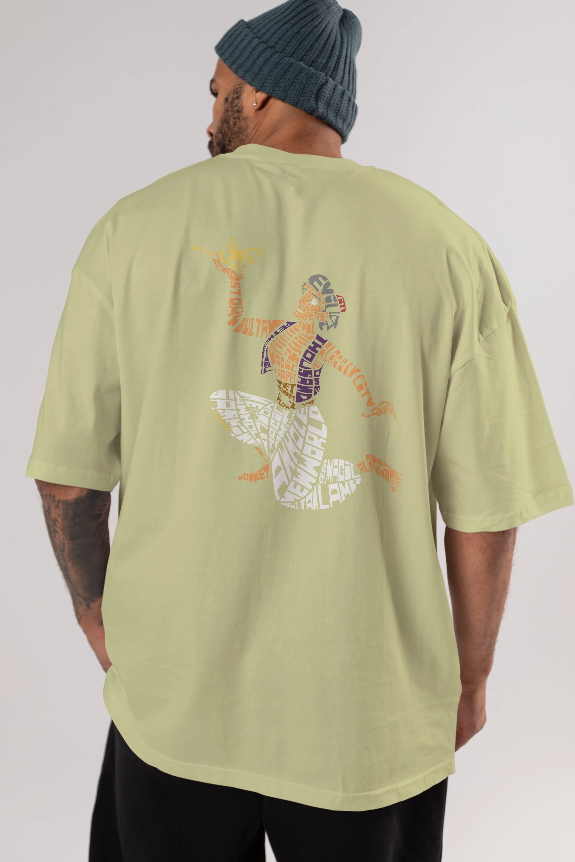Aladdin Arka Baskılı Oversize t-shirt %100 pamuk Erkek Kadın Unisex