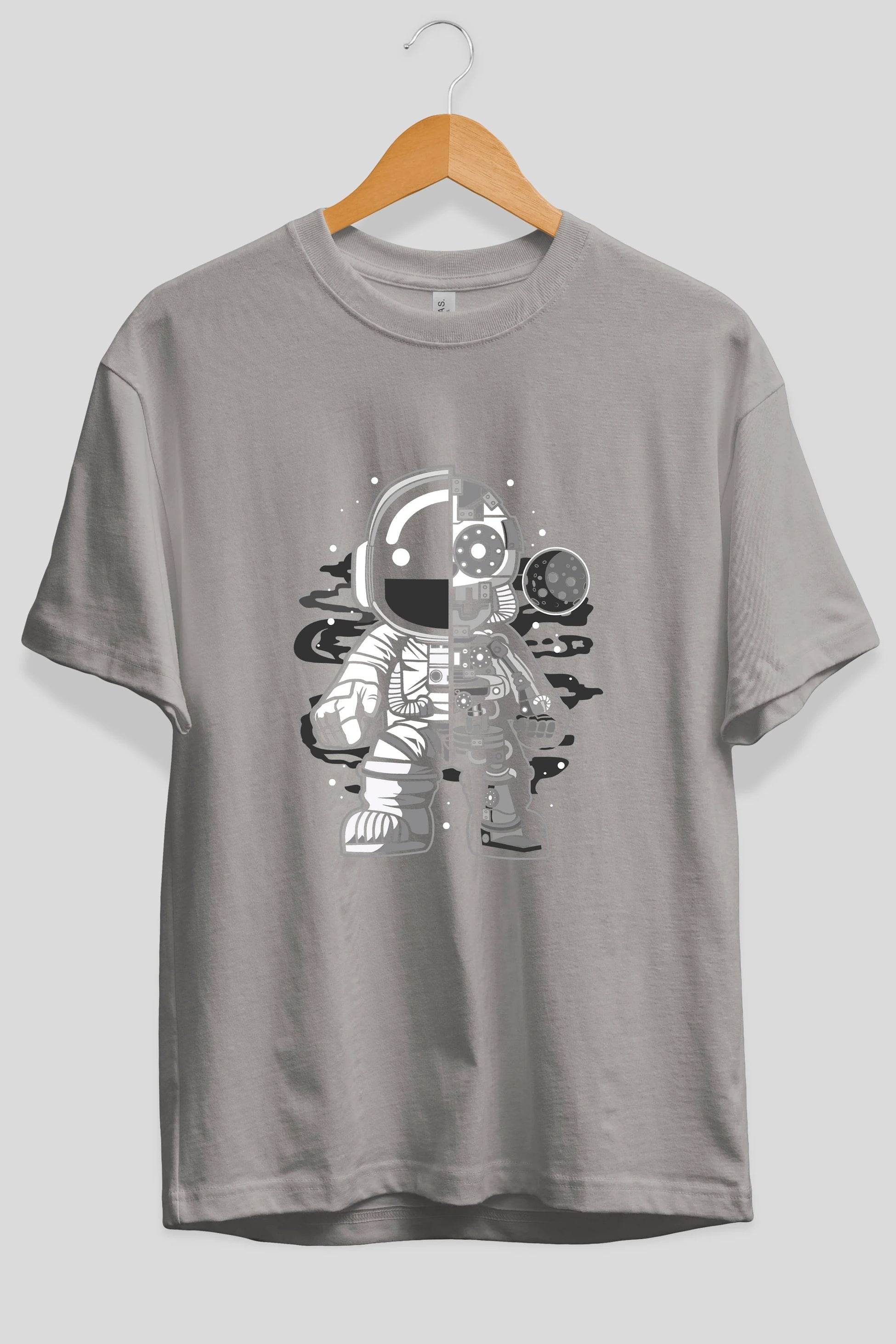 Astronaut Half Robot Ön Baskılı Oversize t-shirt Erkek Kadın Unisex
