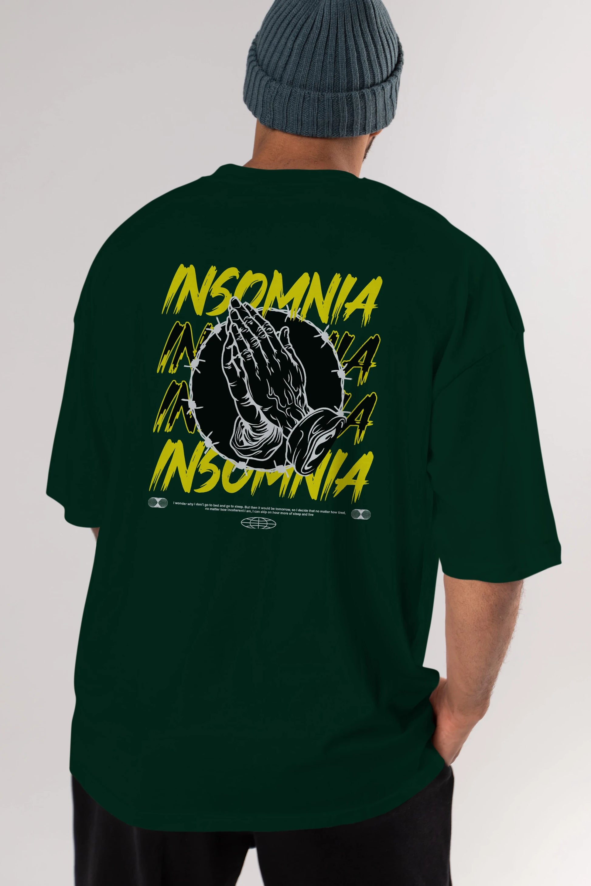 Insomnia Streetwear Arka Baskılı Oversize t-shirt Erkek Kadın Unisex
