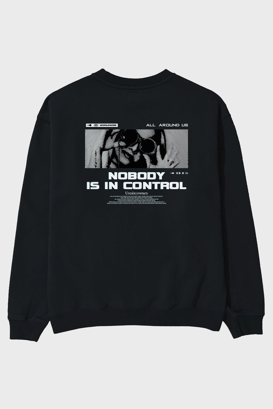 Nobody is in Control Arka Baskılı Oversize Sweatshirt Erkek Kadın Unisex