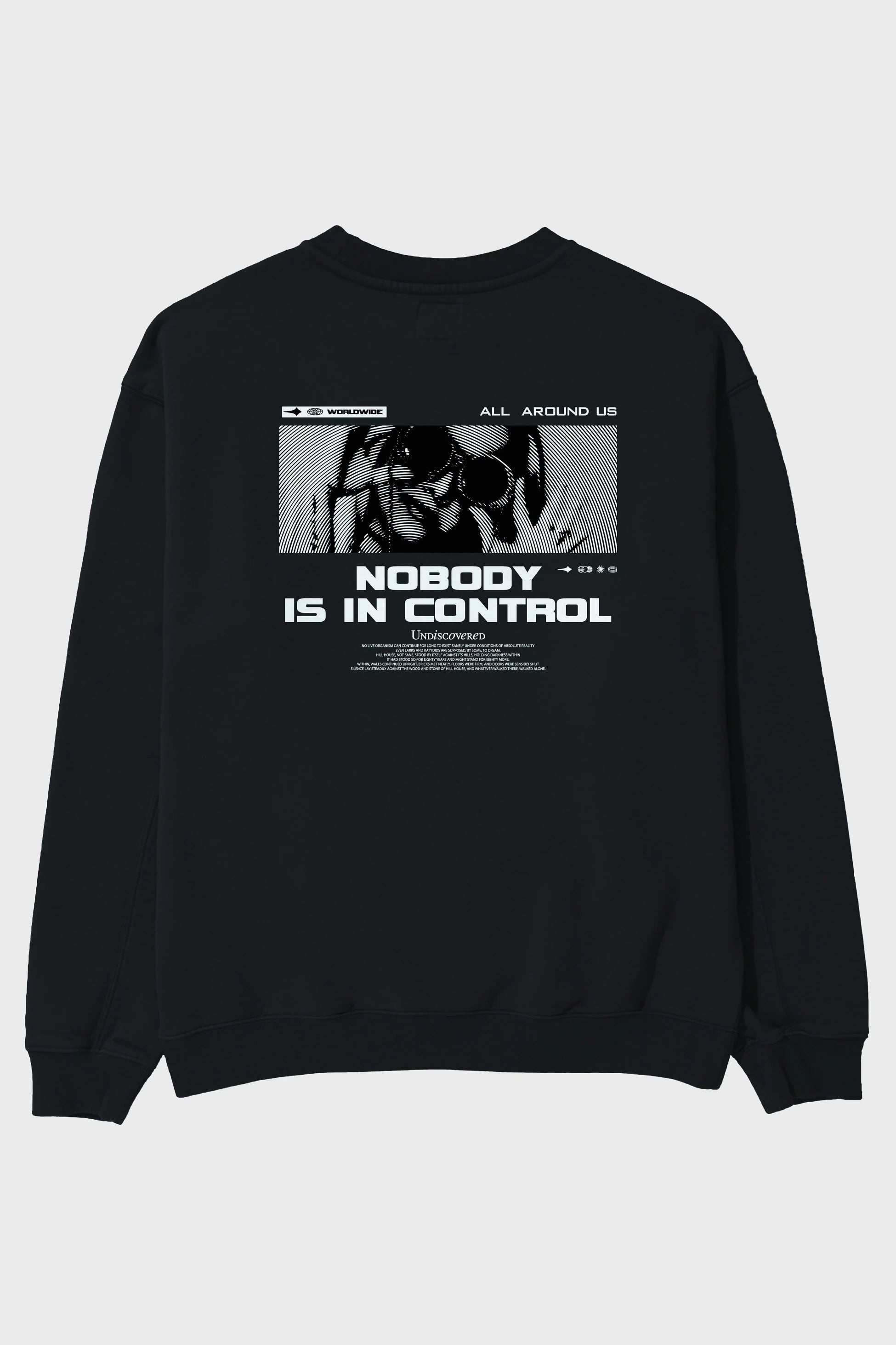 Nobody is in Control Arka Baskılı Oversize Sweatshirt Erkek Kadın Unisex
