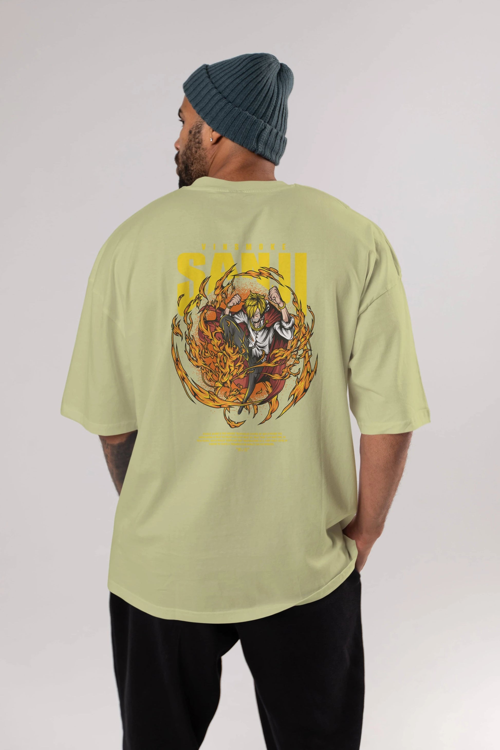 Vinsmoke Sanji Anime Arka Baskılı Oversize t-shirt Erkek Kadın Unisex