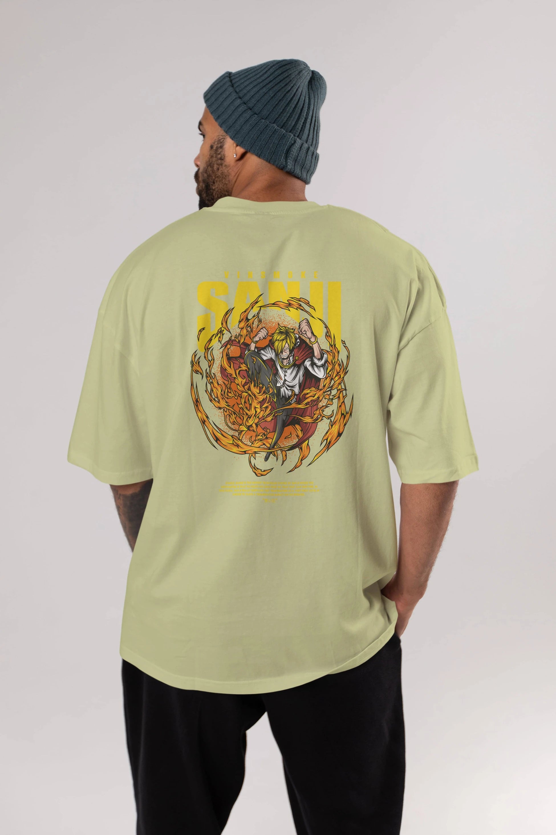 Vinsmoke Sanji Anime Arka Baskılı Oversize t-shirt Erkek Kadın Unisex