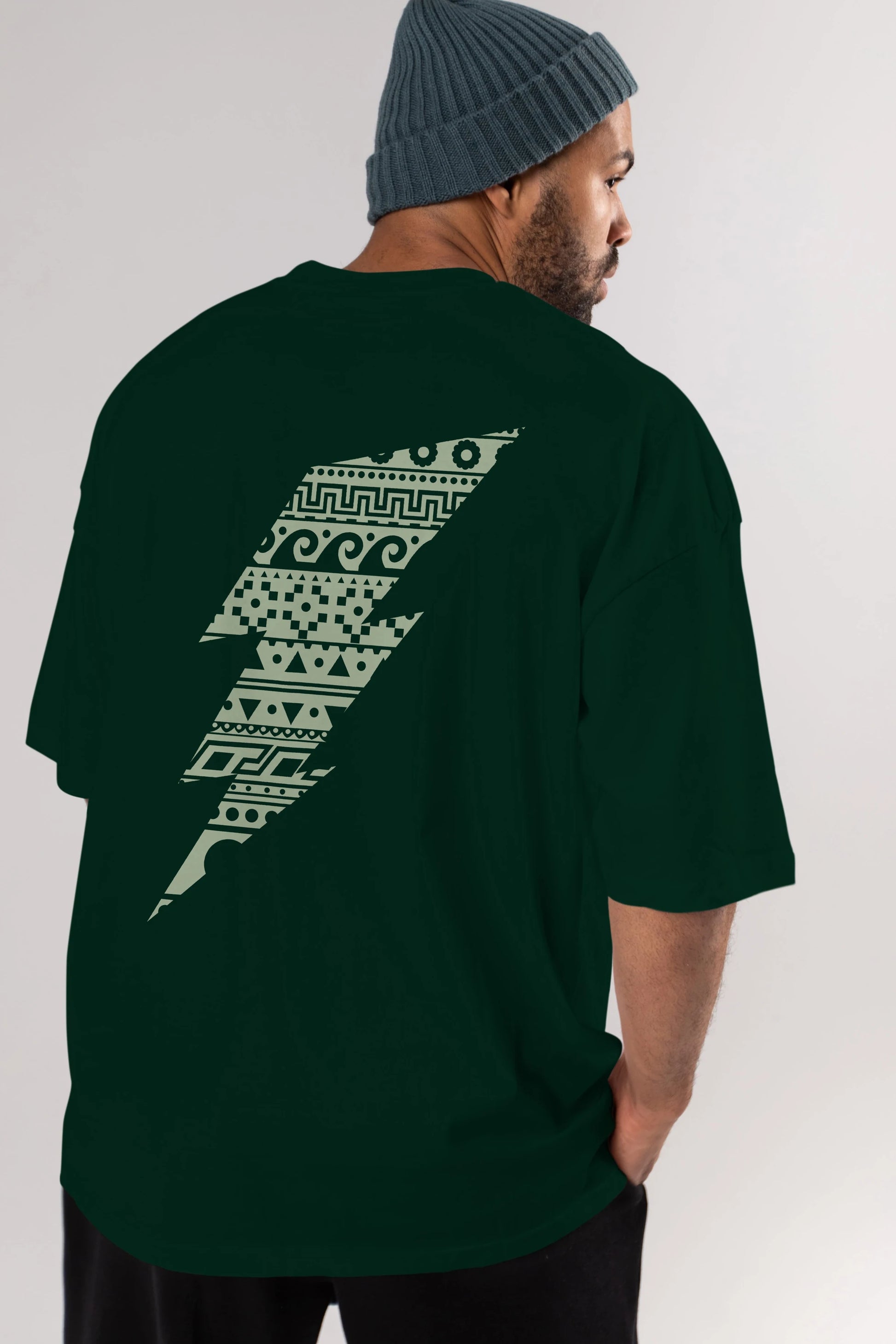 Thunderbolt Arka Baskılı Oversize t-shirt %100 pamuk Erkek Kadın Unisex