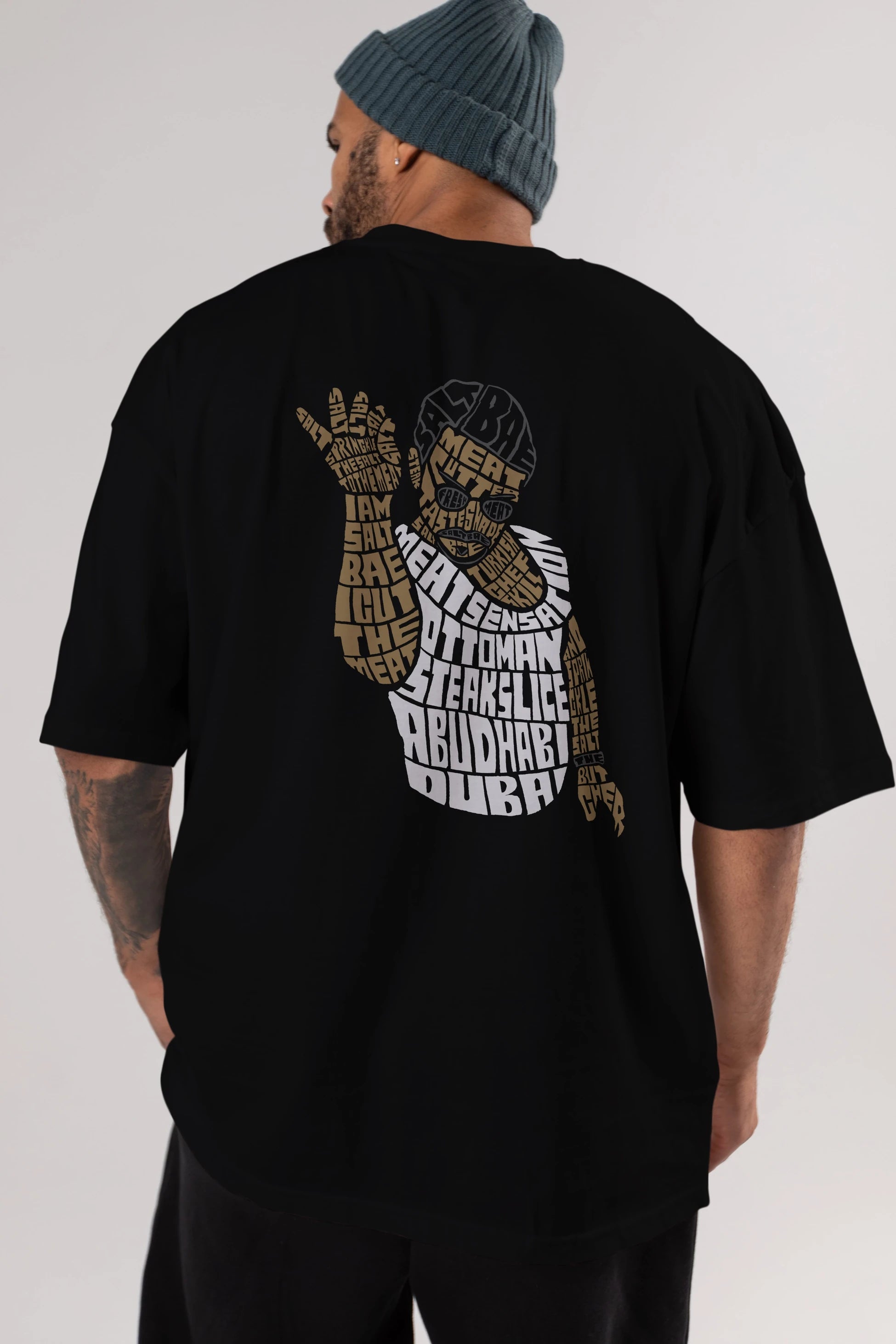 Salt Bae Arka Baskılı Oversize t-shirt %100 pamuk Erkek Kadın Unisex