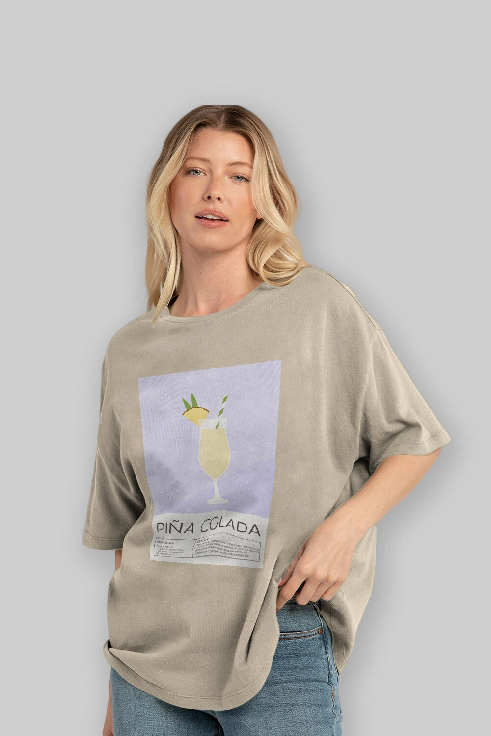 PIna Colada 6 Ön Baskılı Oversize t-shirt Erkek Kadın Unisex %100 Pamuk Bisiklet Yaka tişort