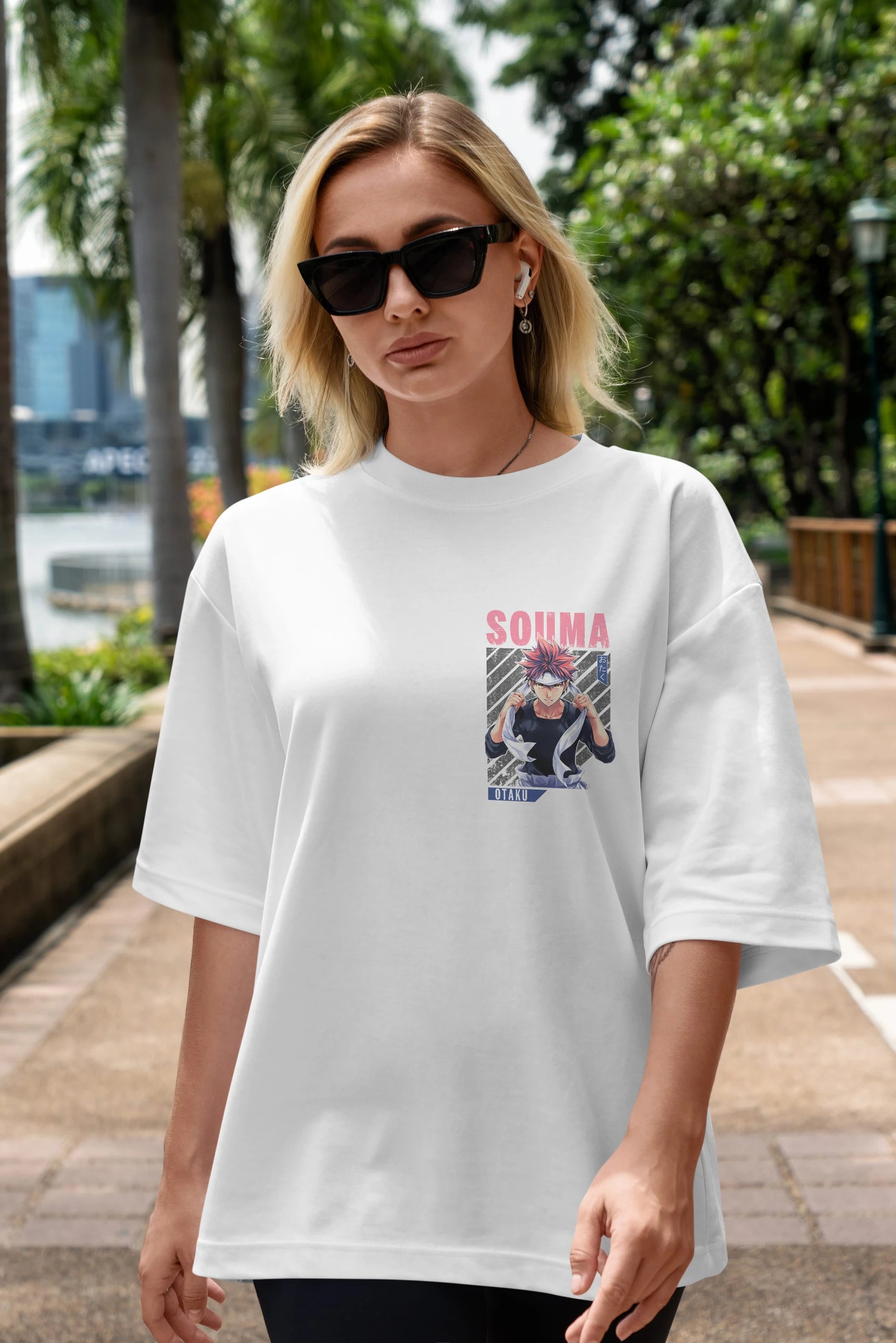 Souma Yukihira 8 Ön Sol Baskılı Oversize t-shirt Erkek Kadın Unisex %100 Pamuk Bisiklet Yaka tişort