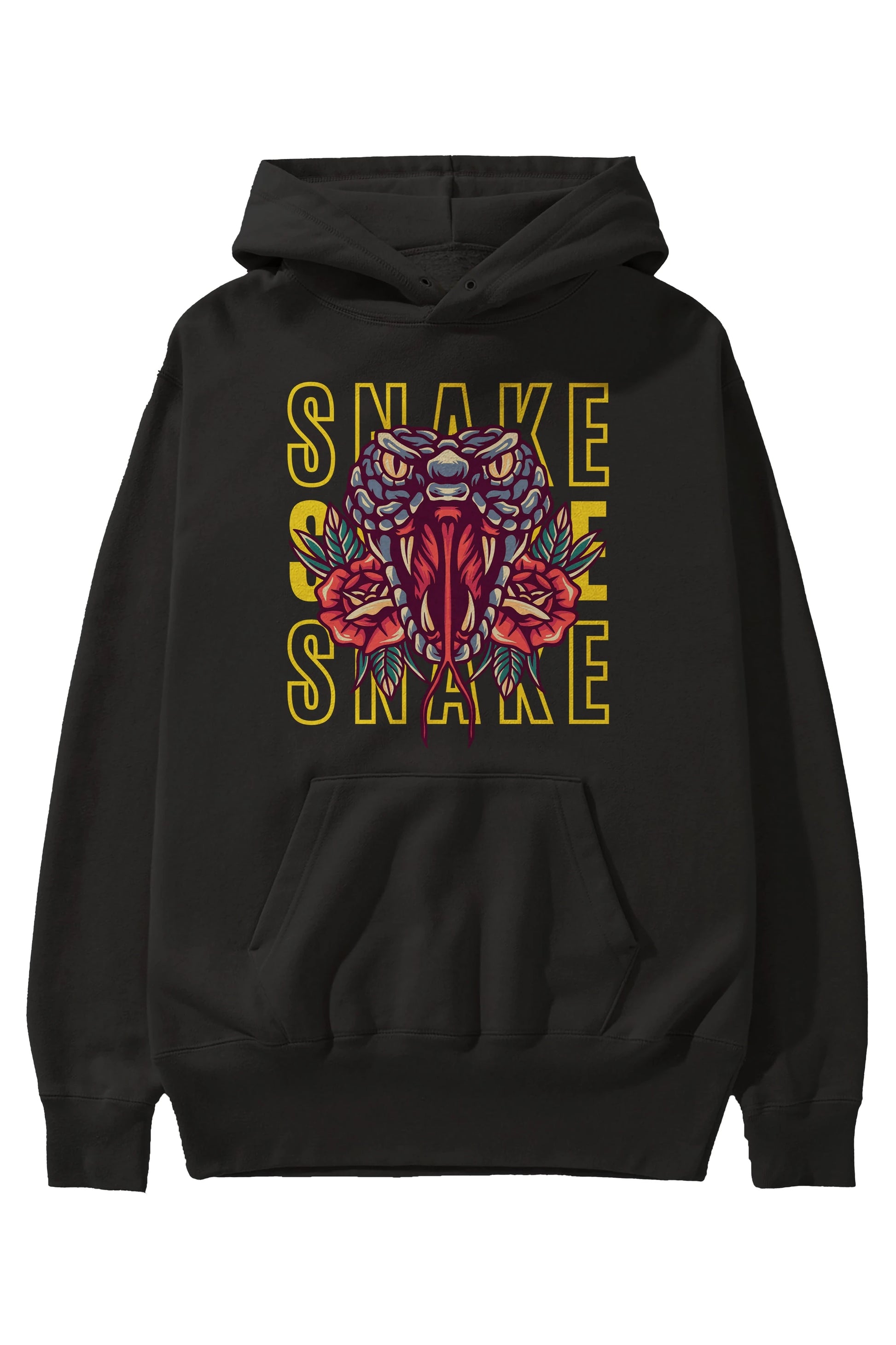 Snake Ön Baskılı Oversize Hoodie Kapüşonlu Sweatshirt Erkek Kadın Unisex