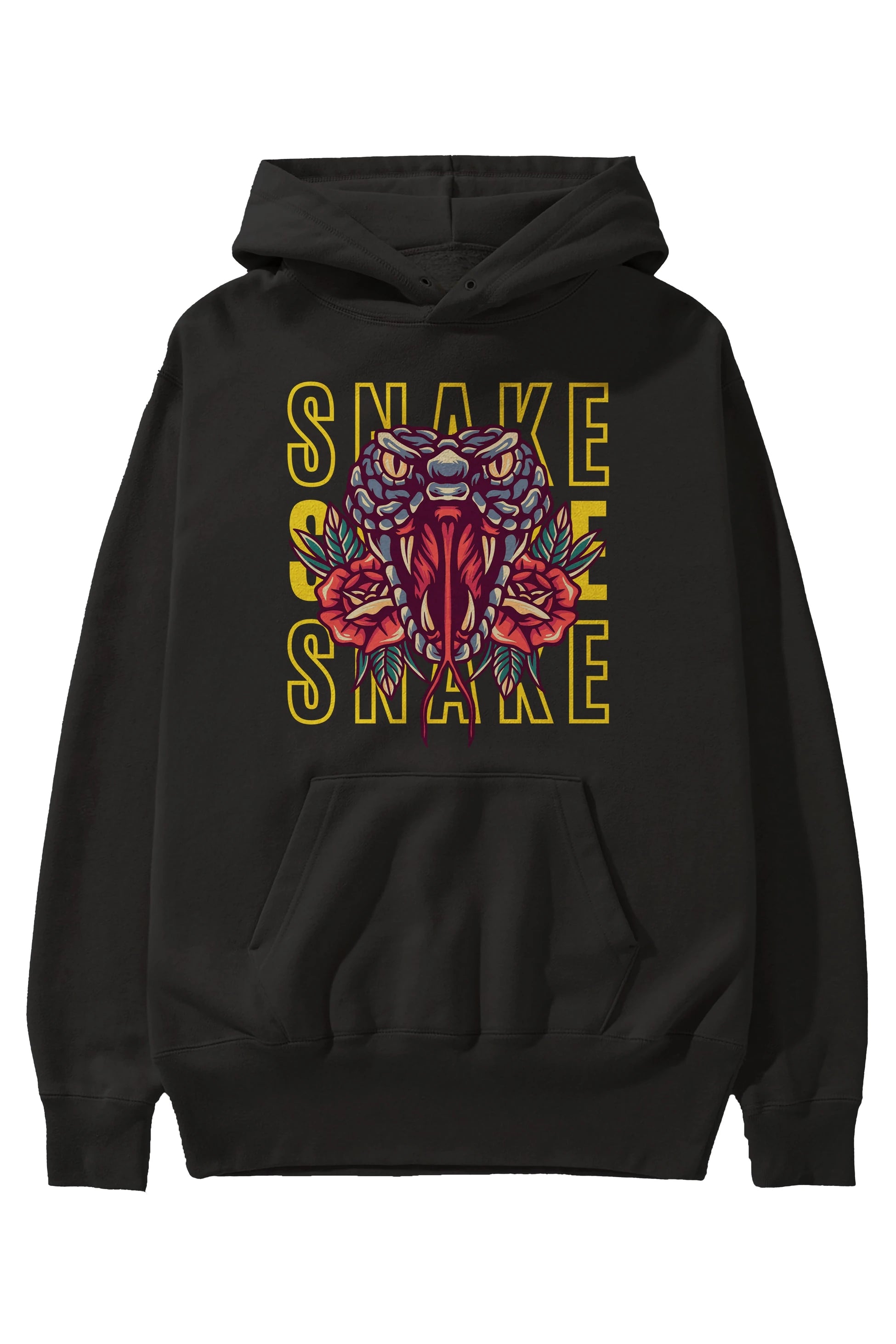 Snake Ön Baskılı Oversize Hoodie Kapüşonlu Sweatshirt Erkek Kadın Unisex