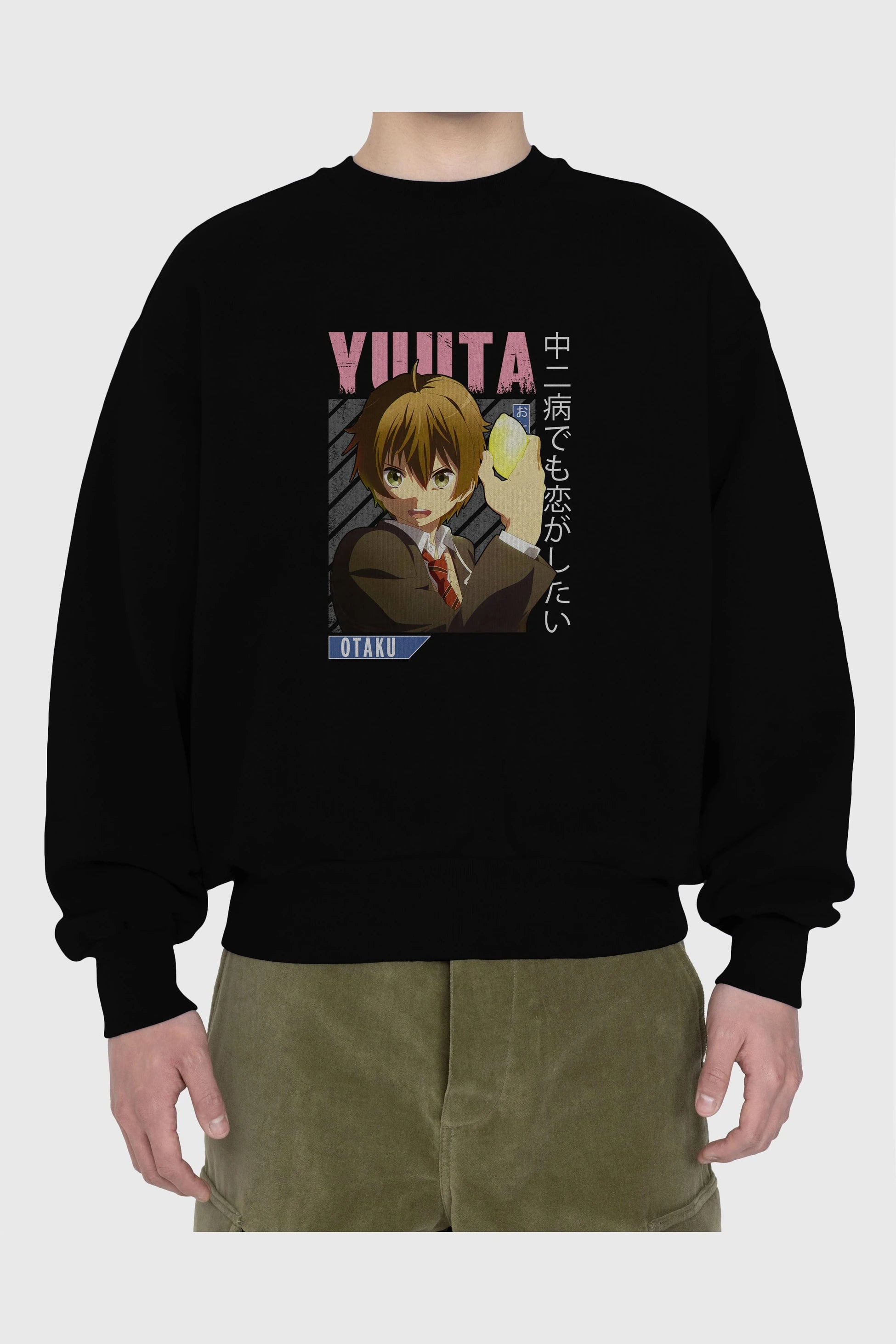 Yuuta Togashi 2 Anime Ön Baskılı Oversize Sweatshirt Erkek Kadın Unisex