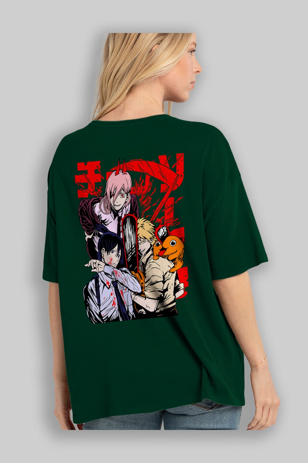 CHAINSAWMAN CREW Anime Arka Baskılı Oversize t-shirt Erkek Kadın Unisex