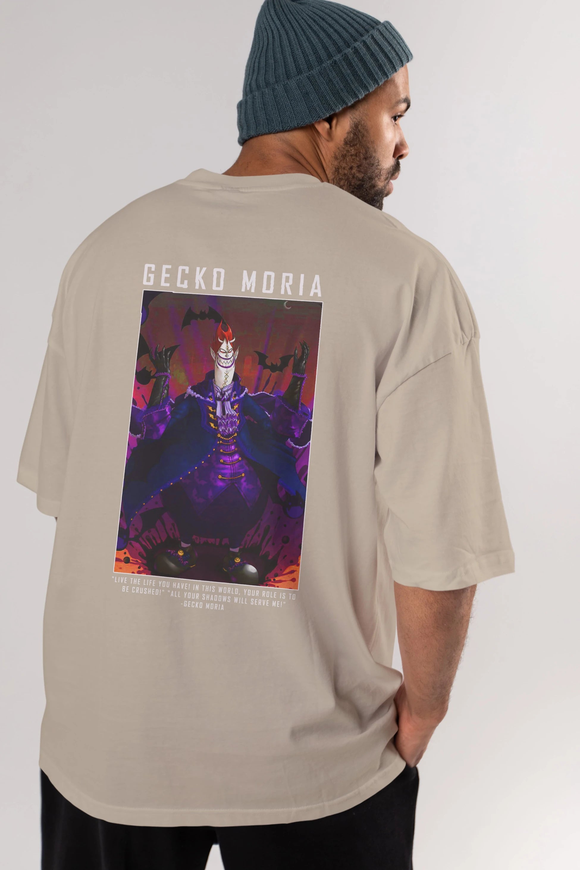 Gecko Moria Anime Arka Baskılı Oversize t-shirt Erkek Kadın Unisex %100 pamuk tişort