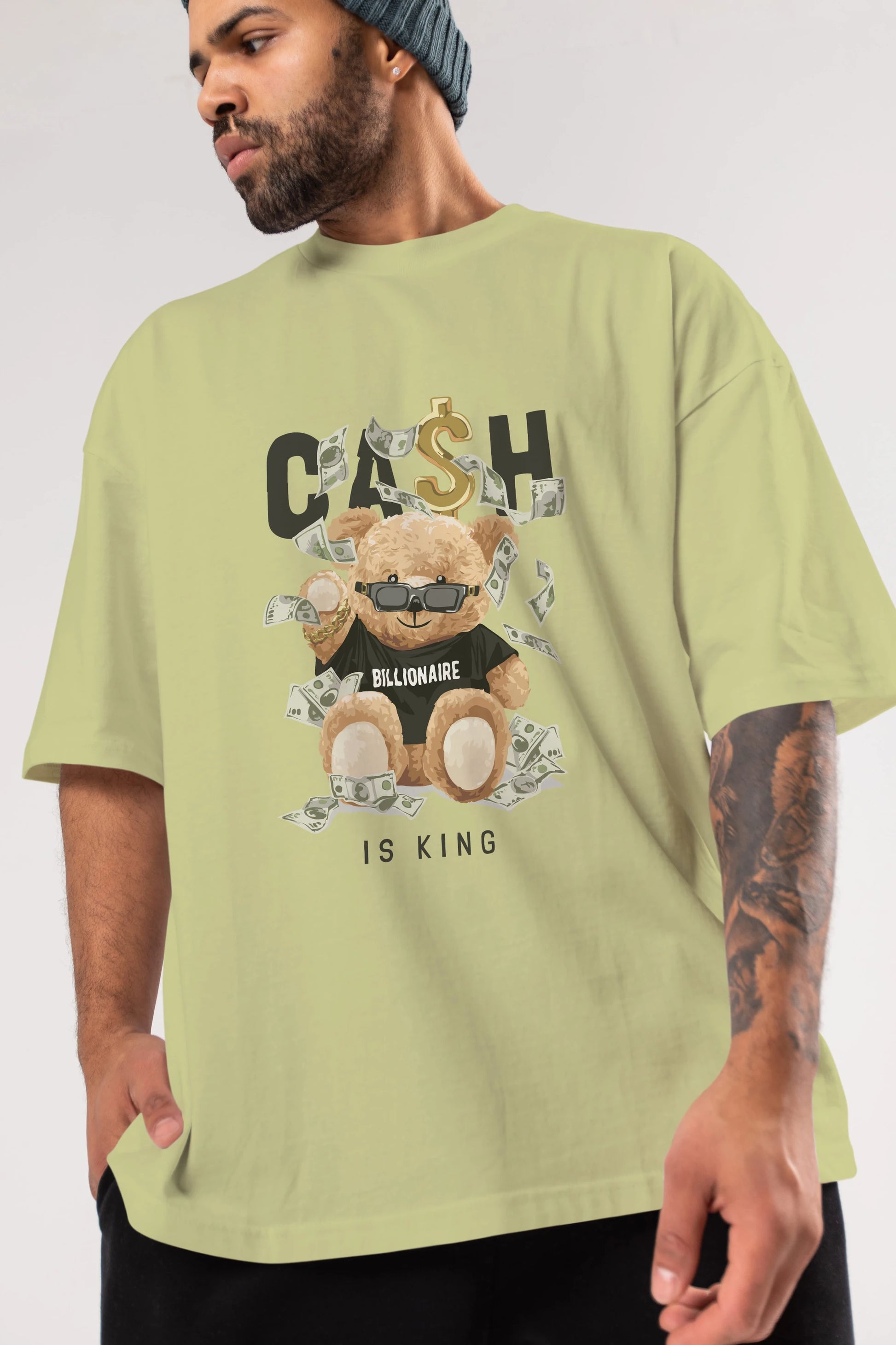 Teddy Bear Billionaire Ön Baskılı Oversize t-shirt Erkek Kadın Unisex %100 Pamuk